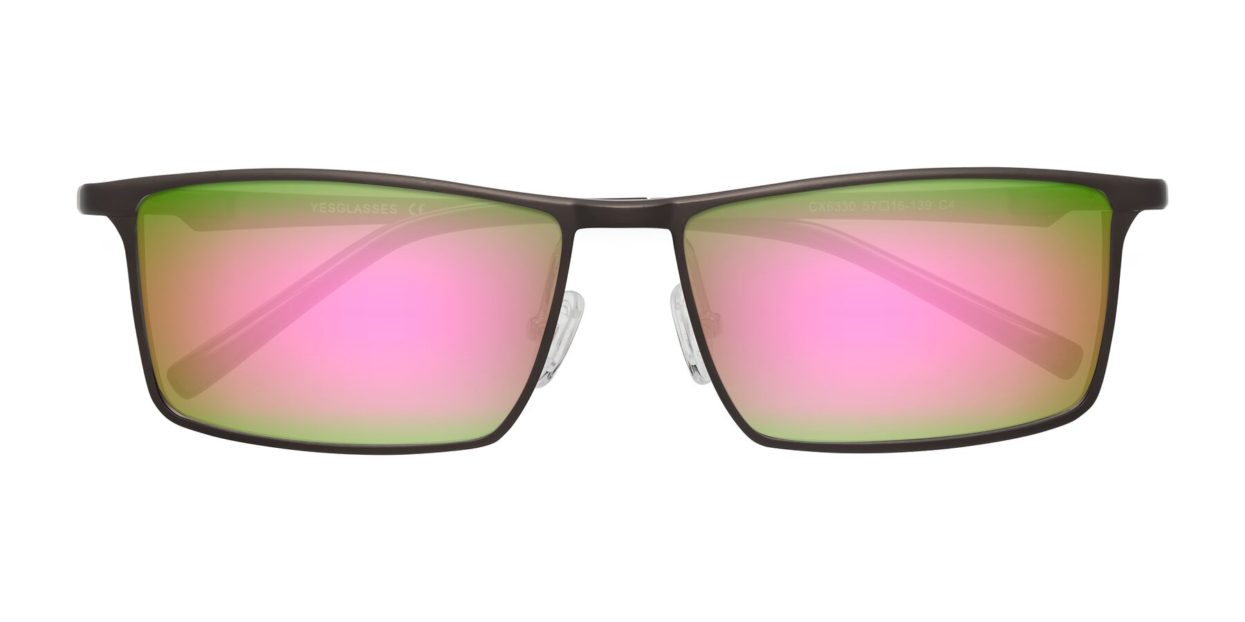 Folded Front of CX6330 in Coffee with Pink Mirrored Lenses