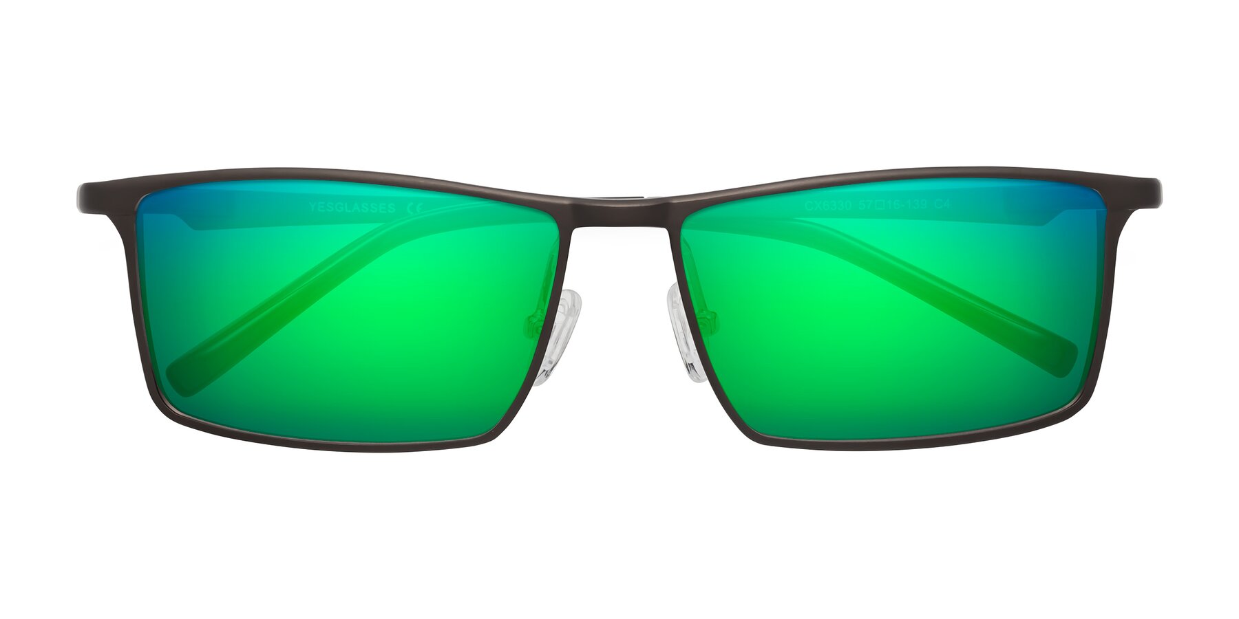 Folded Front of CX6330 in Coffee with Green Mirrored Lenses