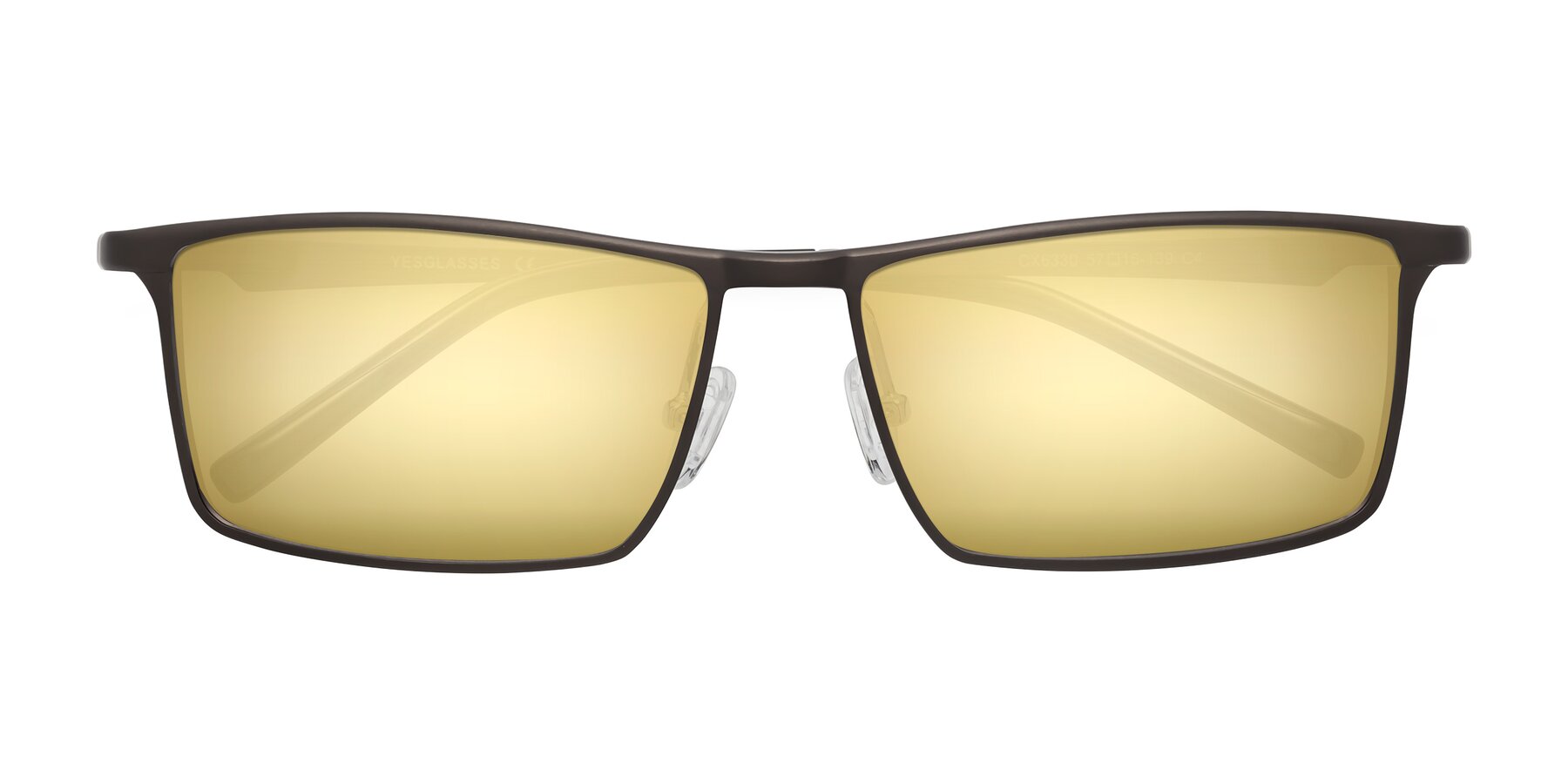 Folded Front of CX6330 in Coffee with Gold Mirrored Lenses