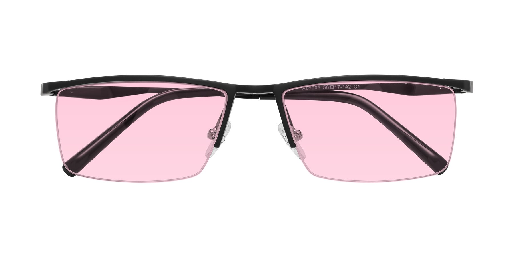 Folded Front of XL9005 in Black with Light Pink Tinted Lenses