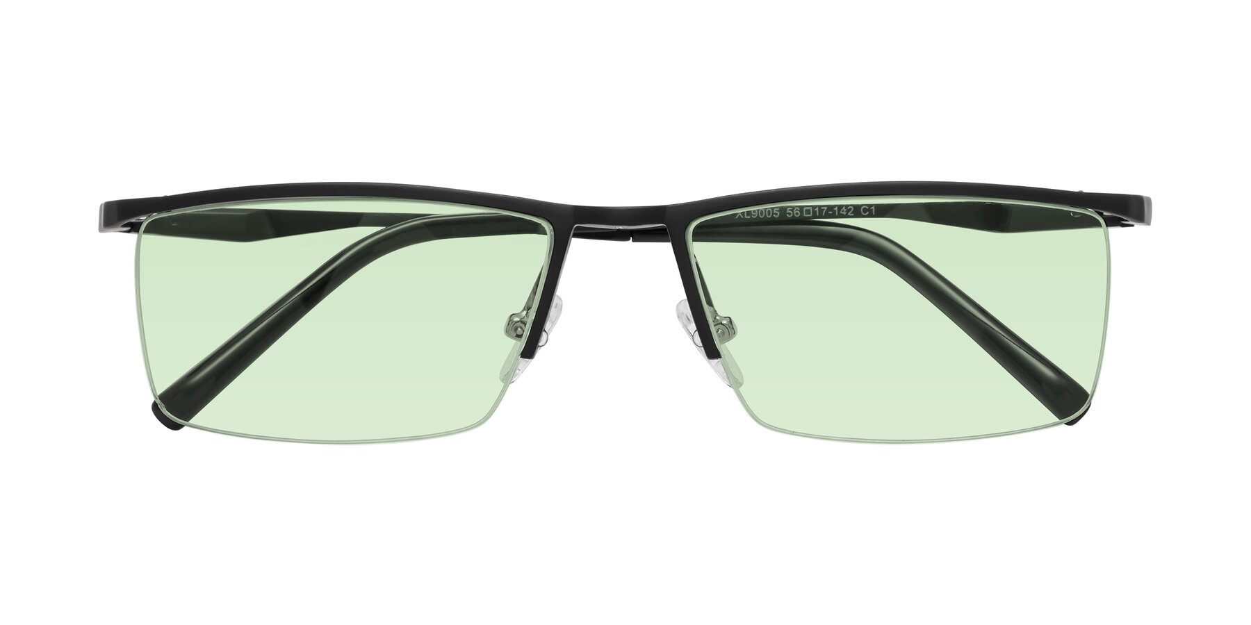 Folded Front of XL9005 in Black with Light Green Tinted Lenses