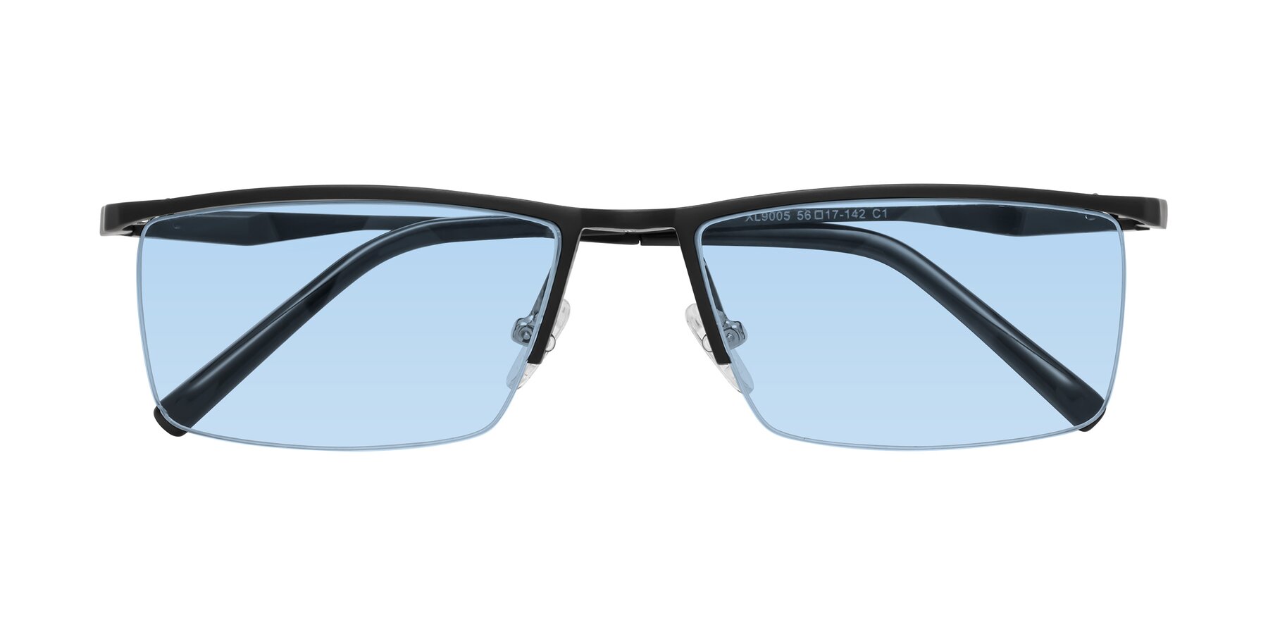 Folded Front of XL9005 in Black with Light Blue Tinted Lenses