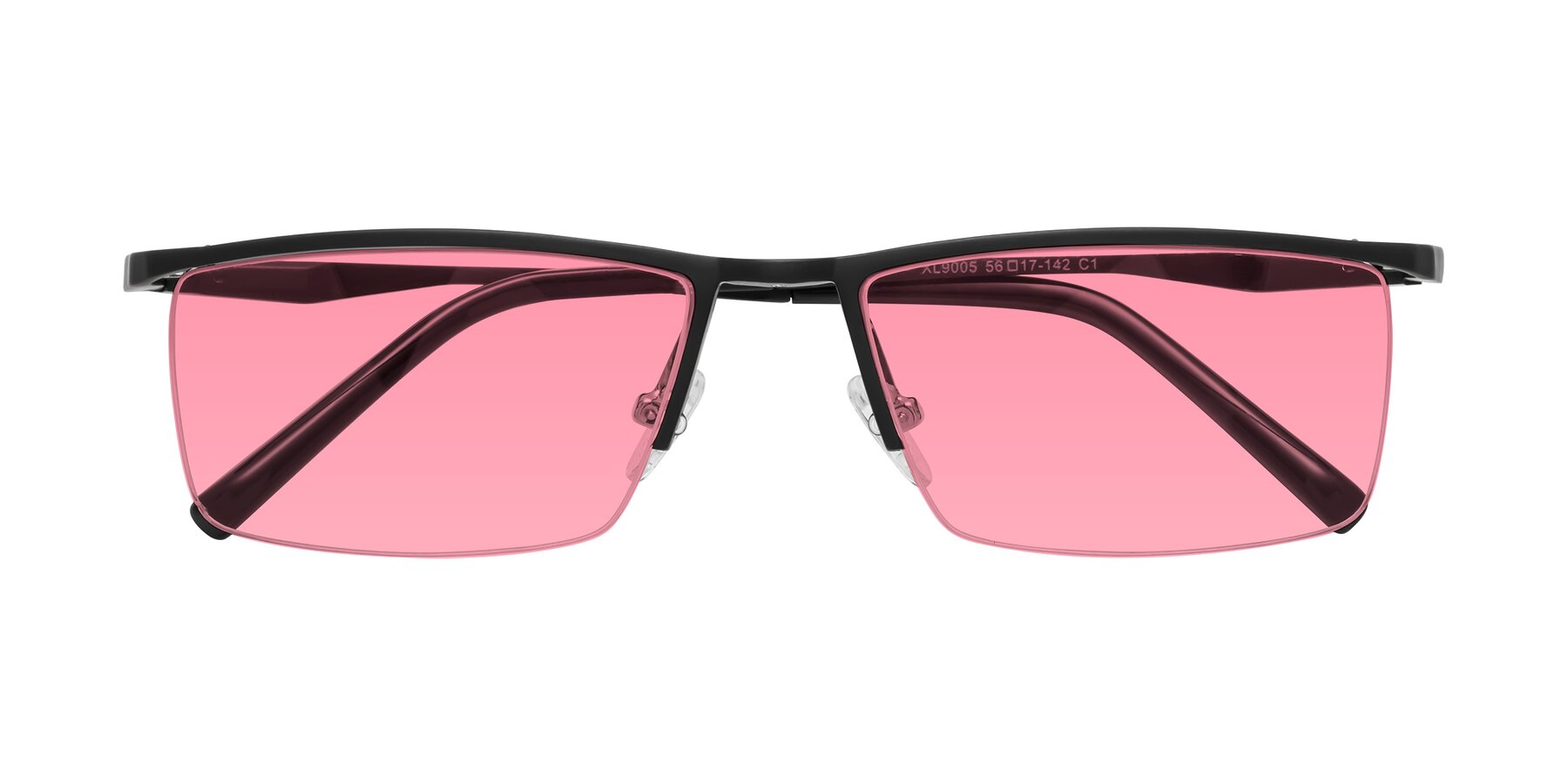 Folded Front of XL9005 in Black with Pink Tinted Lenses