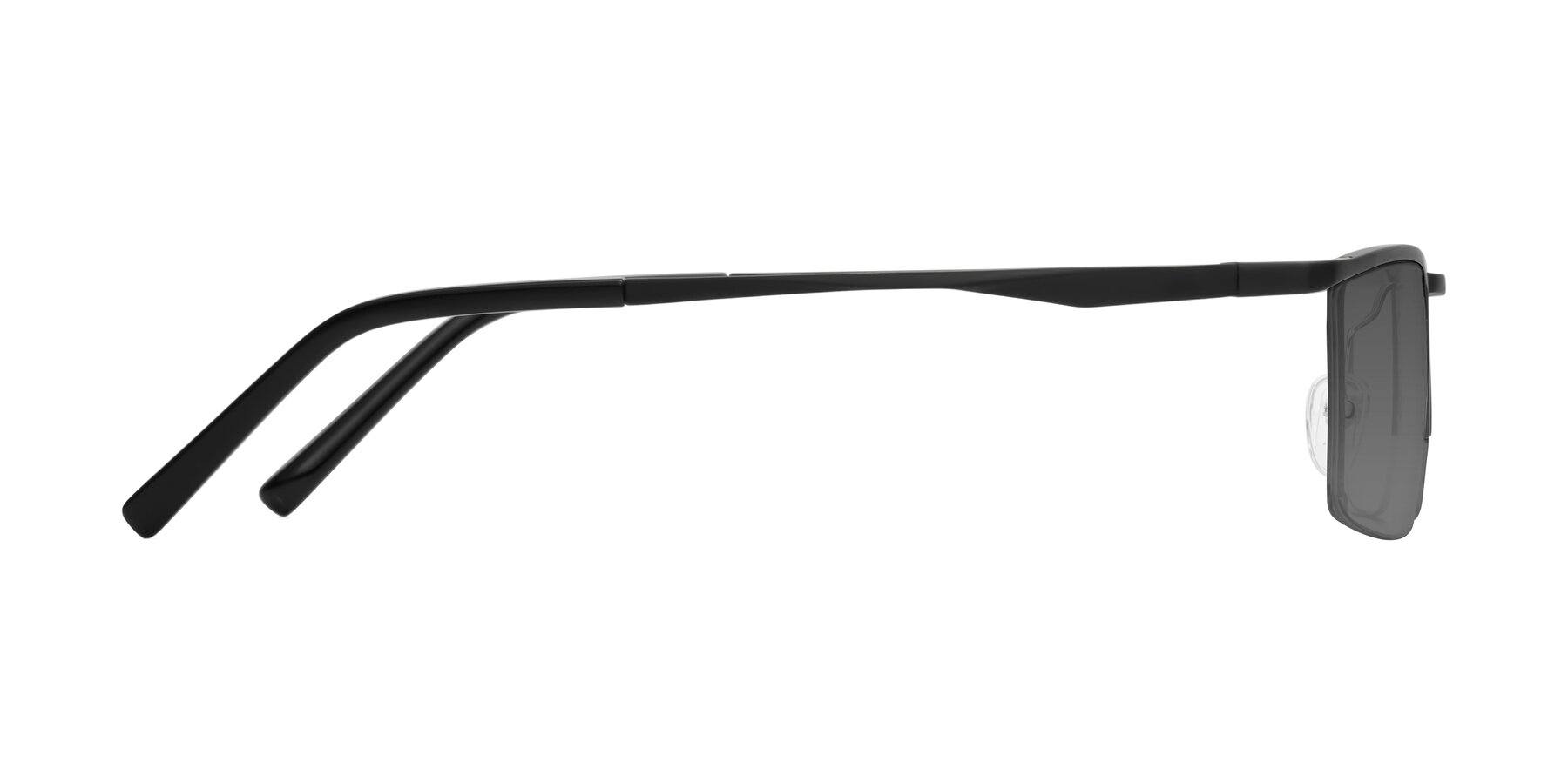 Black Magnesium Alloy Rectangle Semi-Rimless Tinted Sunglasses with Medium Gray Sunwear Lenses - Hamiti