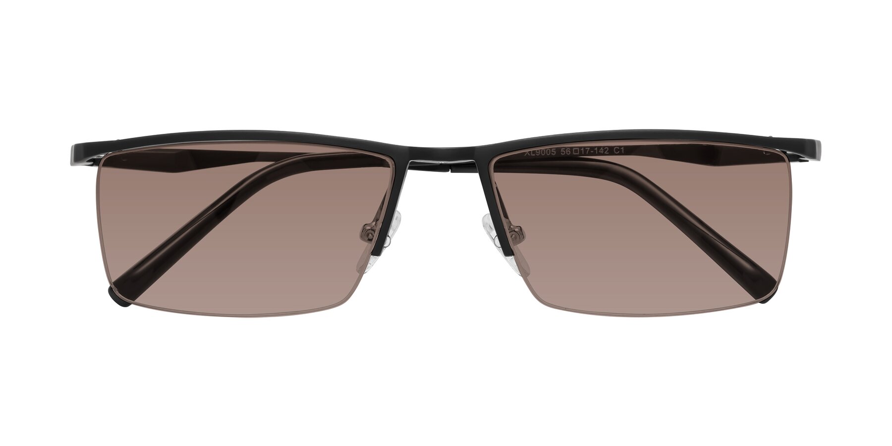 Folded Front of XL9005 in Black with Medium Brown Tinted Lenses