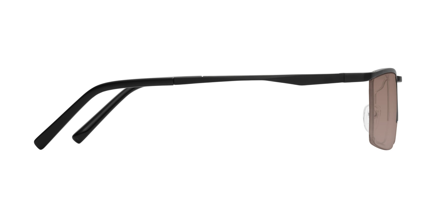 Black Magnesium Alloy Rectangle Semi-Rimless Tinted Sunglasses with Medium Brown Sunwear Lenses - Hamiti