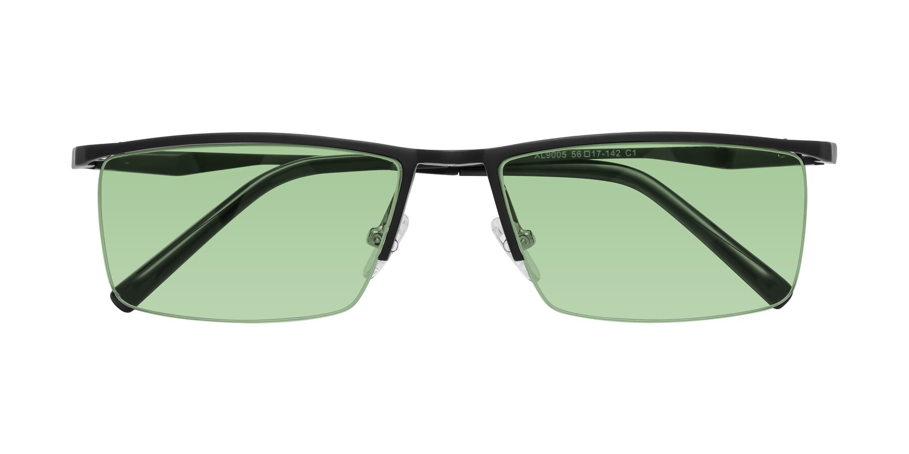 Folded Front of XL9005 in Black with Medium Green Tinted Lenses