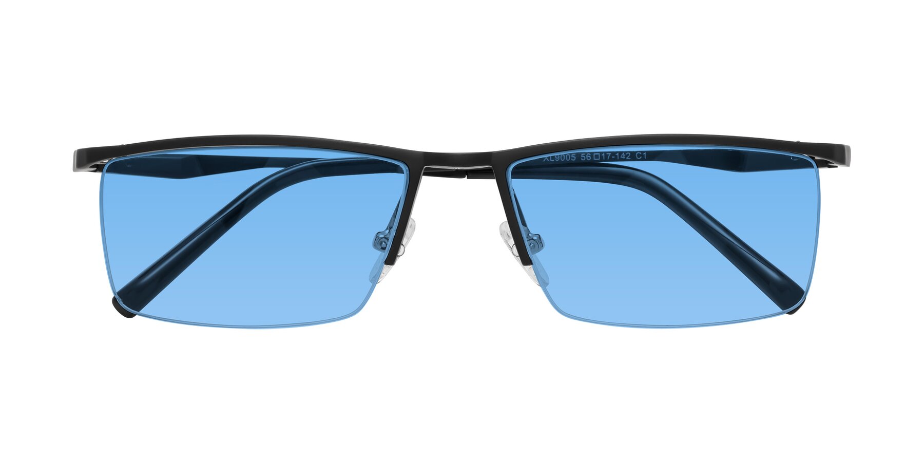 Folded Front of XL9005 in Black with Medium Blue Tinted Lenses