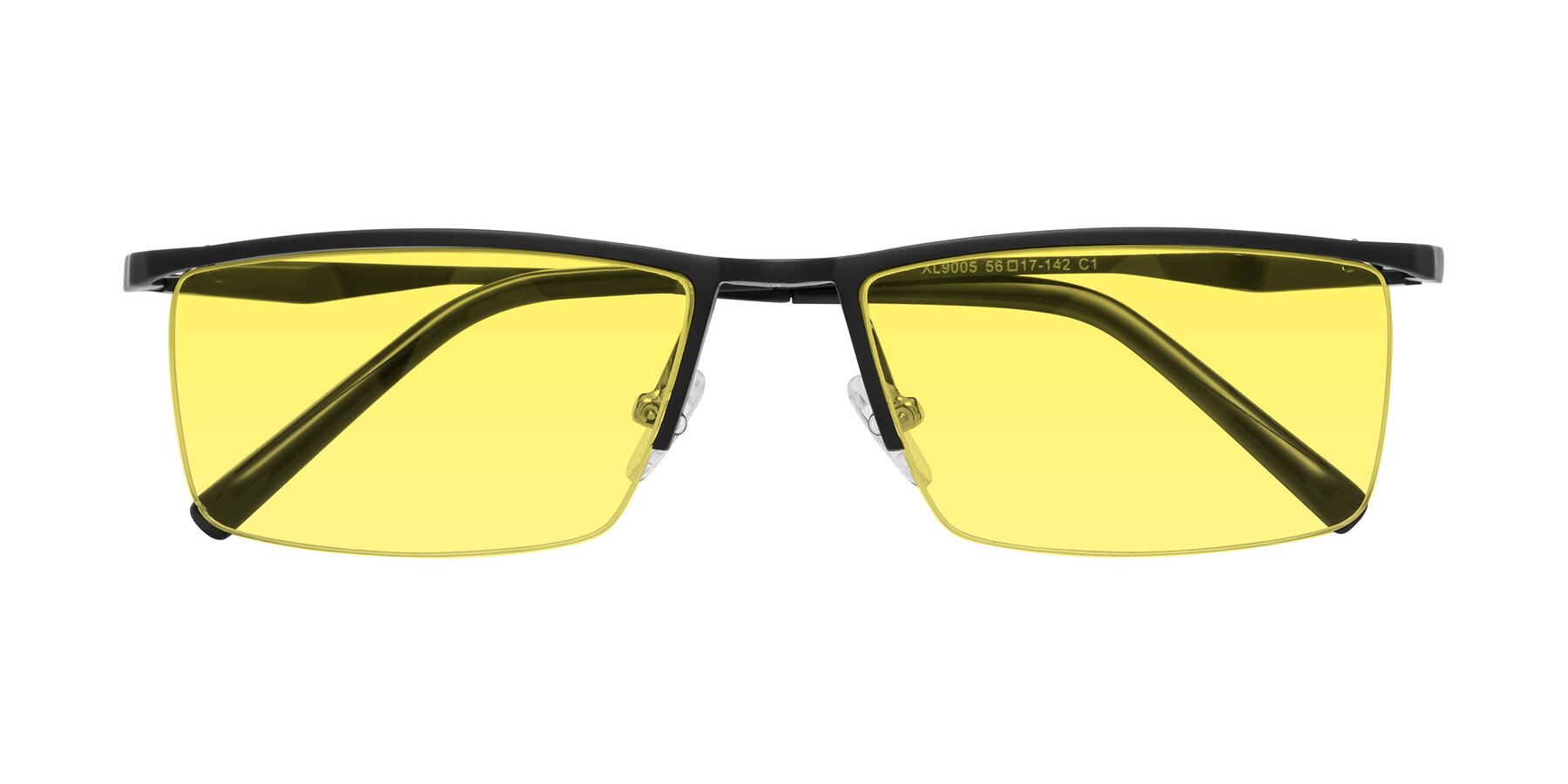 Folded Front of XL9005 in Black with Medium Yellow Tinted Lenses