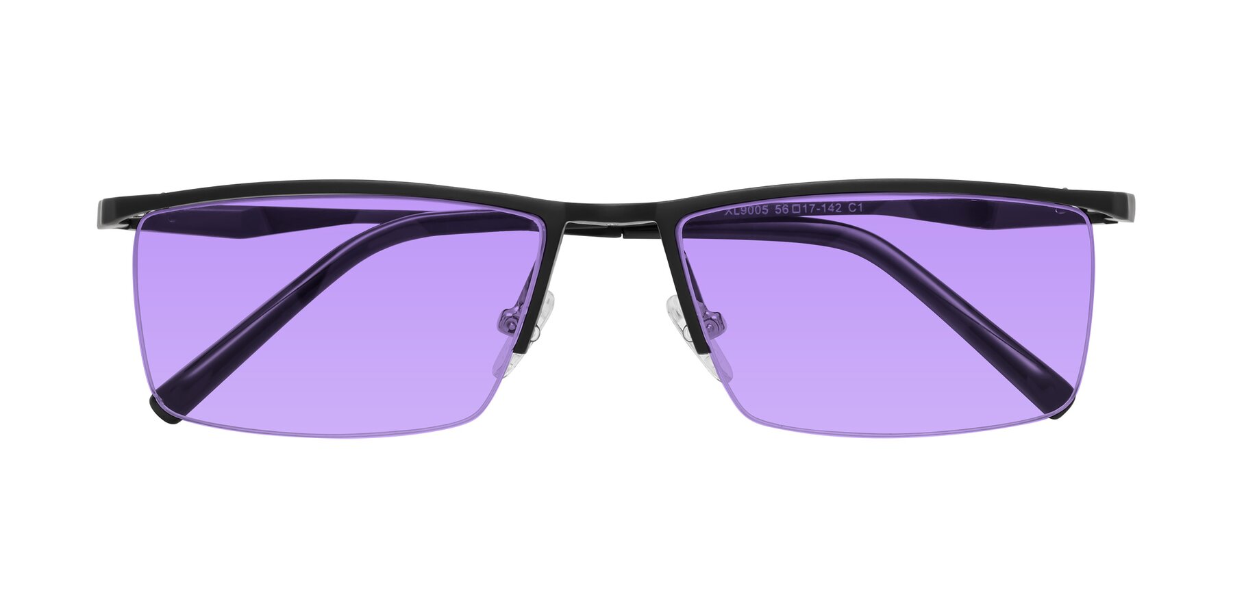Folded Front of XL9005 in Black with Medium Purple Tinted Lenses