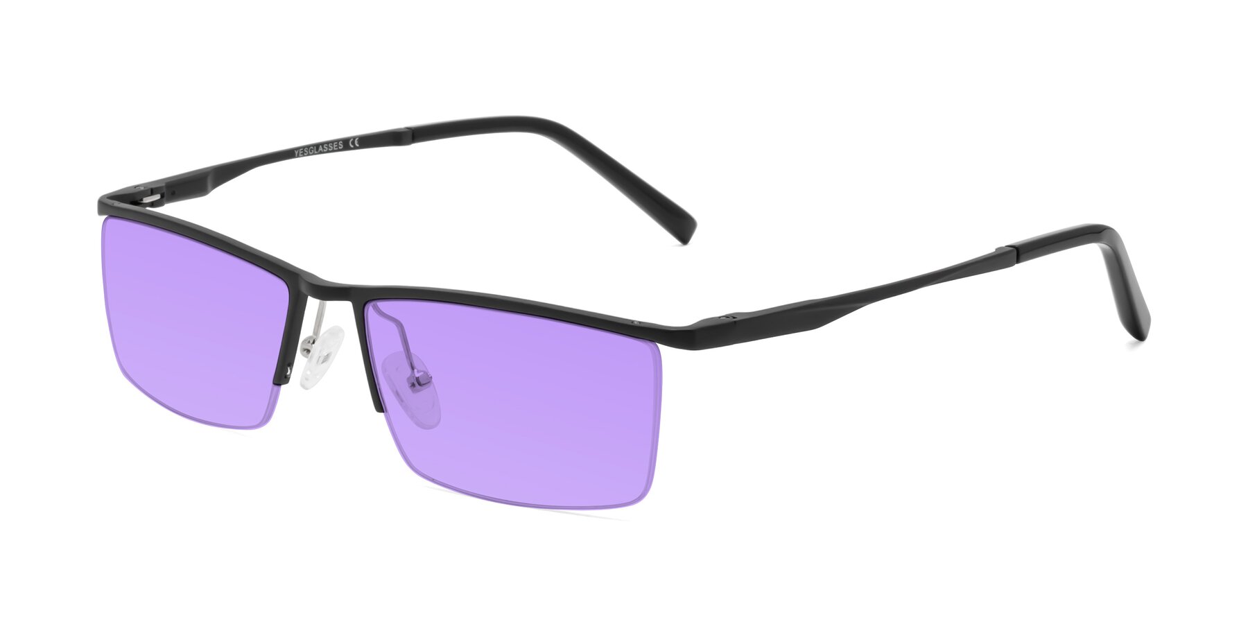 Angle of XL9005 in Black with Medium Purple Tinted Lenses