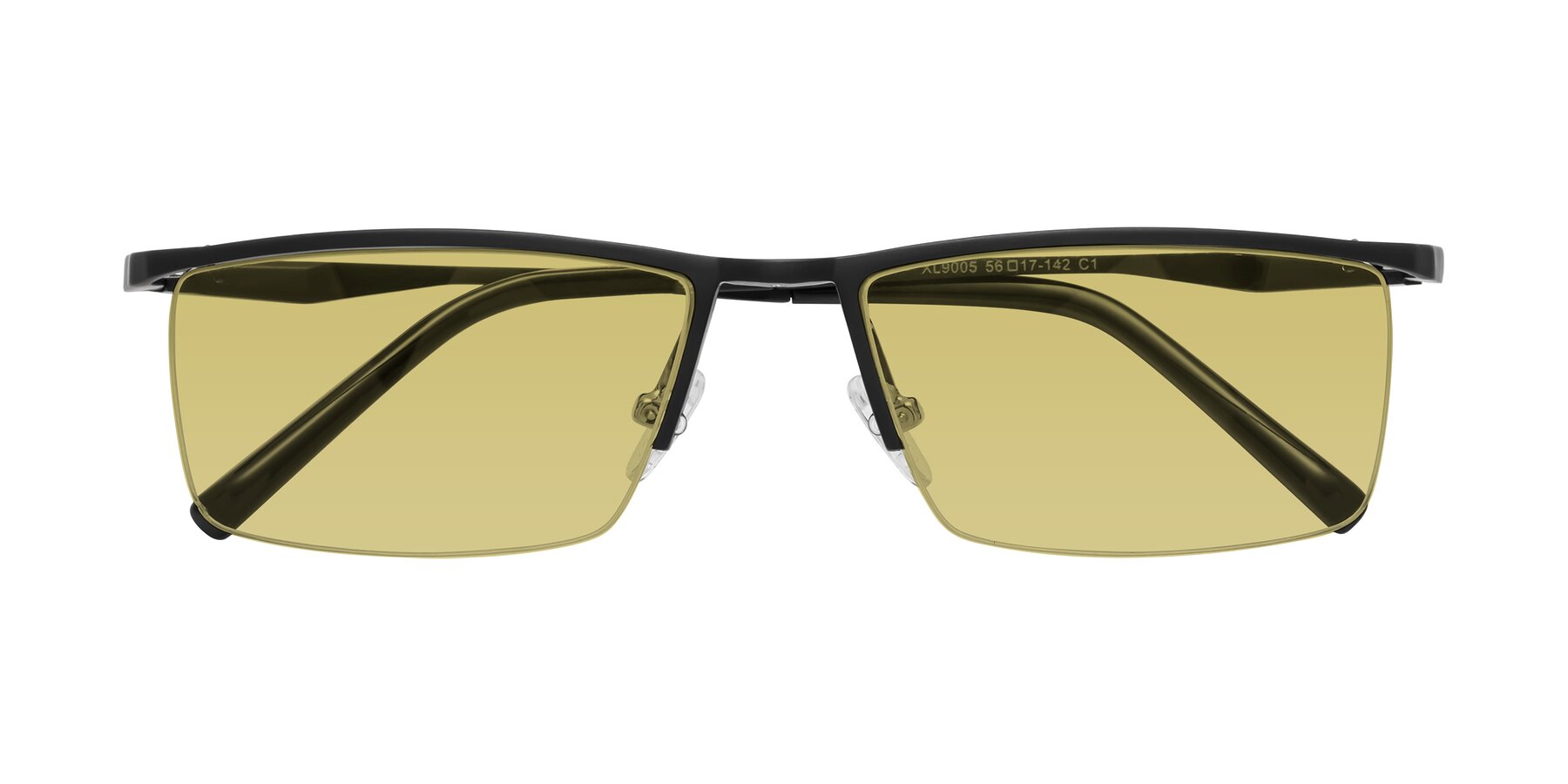Folded Front of XL9005 in Black with Medium Champagne Tinted Lenses