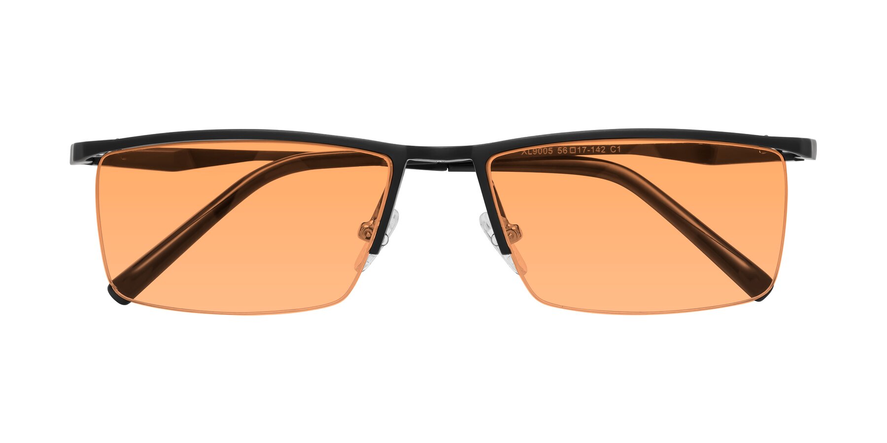 Folded Front of XL9005 in Black with Medium Orange Tinted Lenses