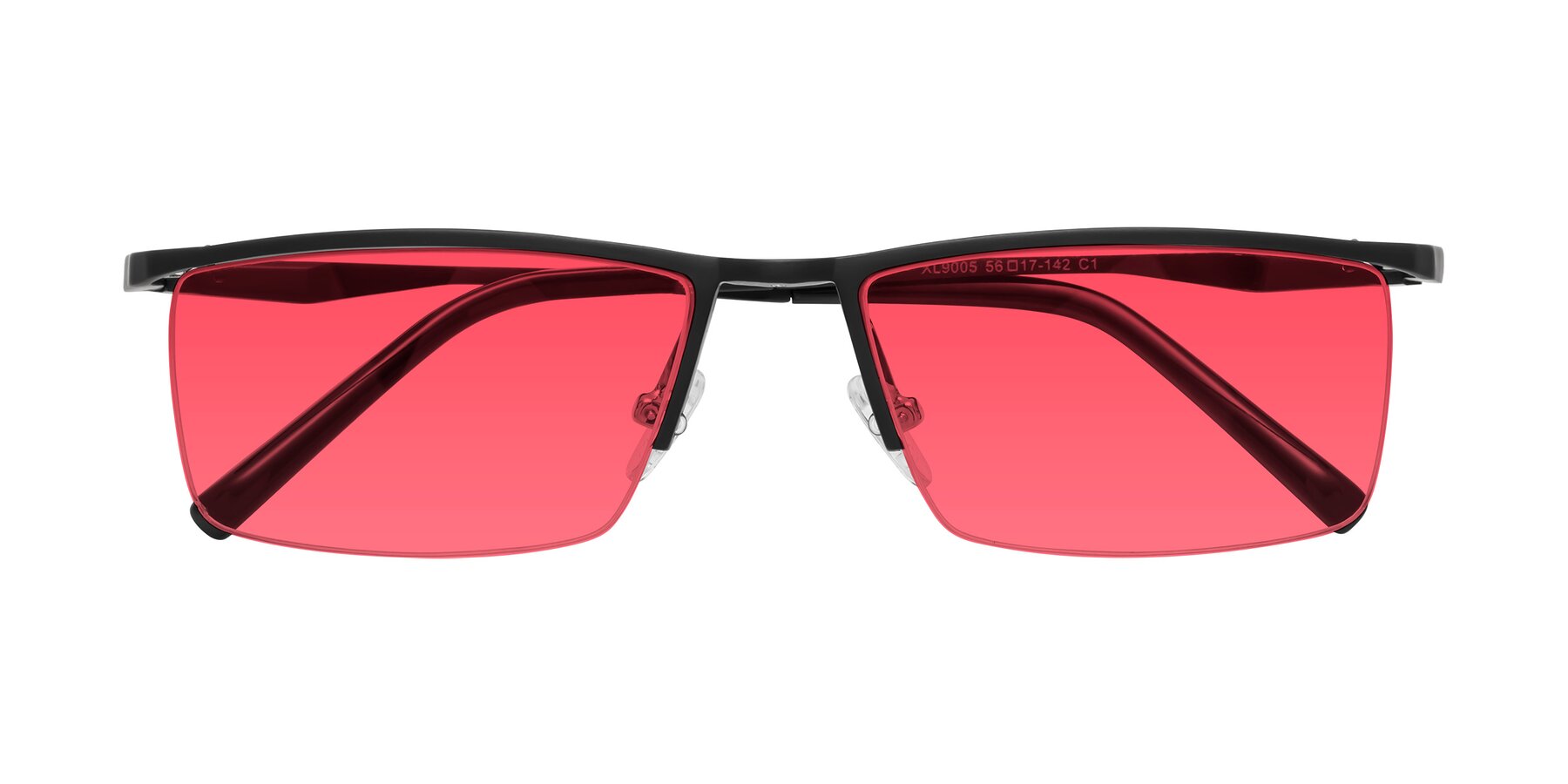 Folded Front of XL9005 in Black with Red Tinted Lenses