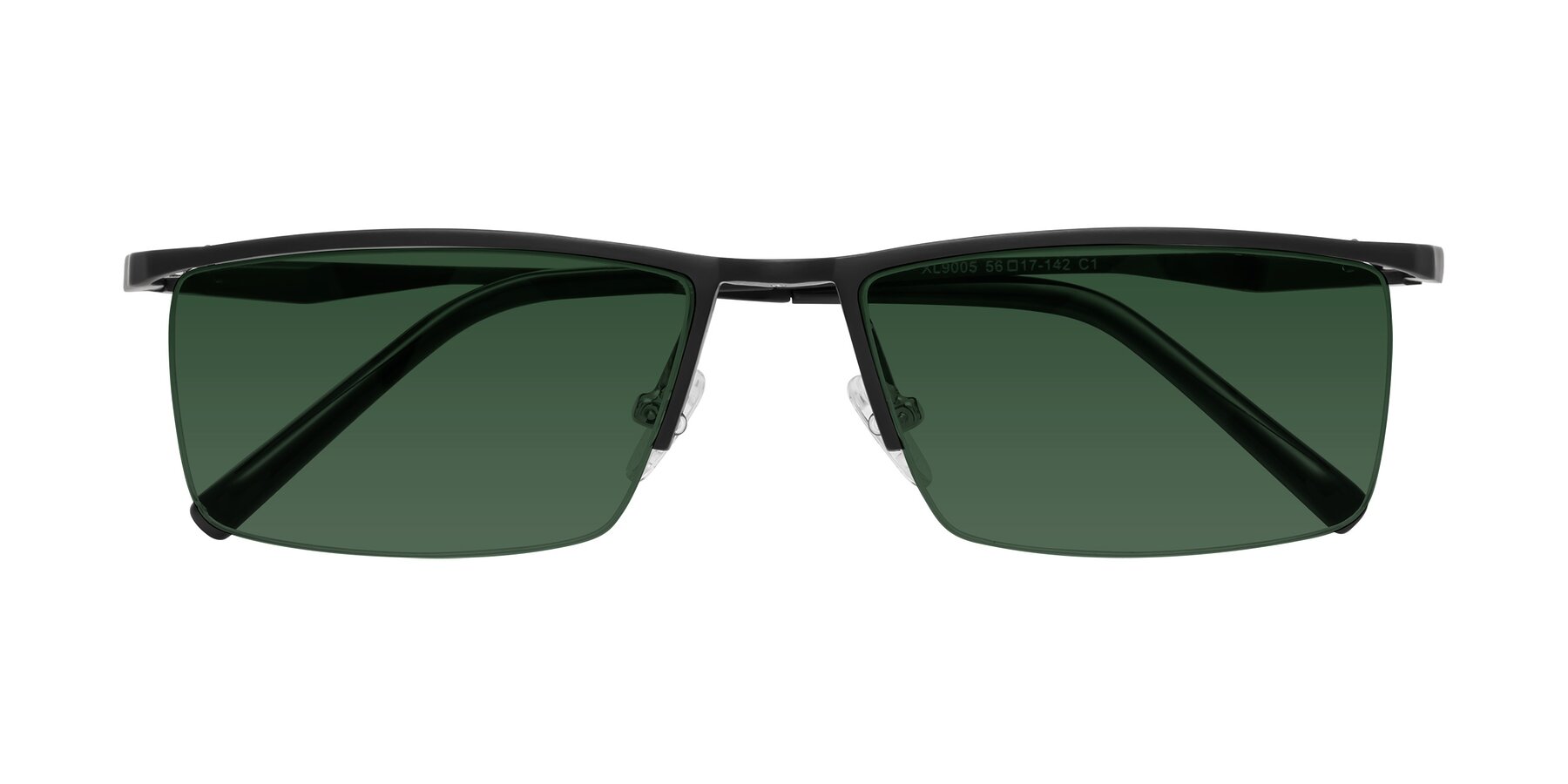 Folded Front of XL9005 in Black with Green Tinted Lenses