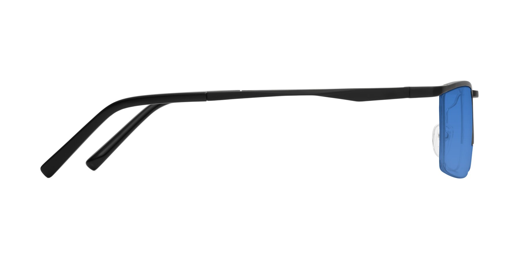 Black Magnesium Alloy Rectangle Semi-Rimless Tinted Sunglasses with Blue Sunwear Lenses - Hamiti