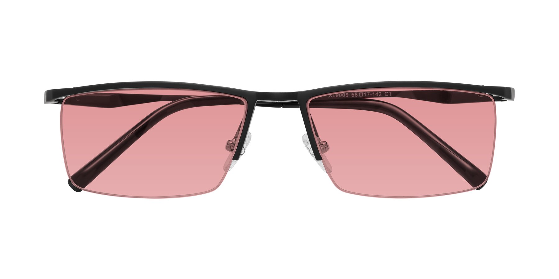 Folded Front of XL9005 in Black with Medium Garnet Tinted Lenses