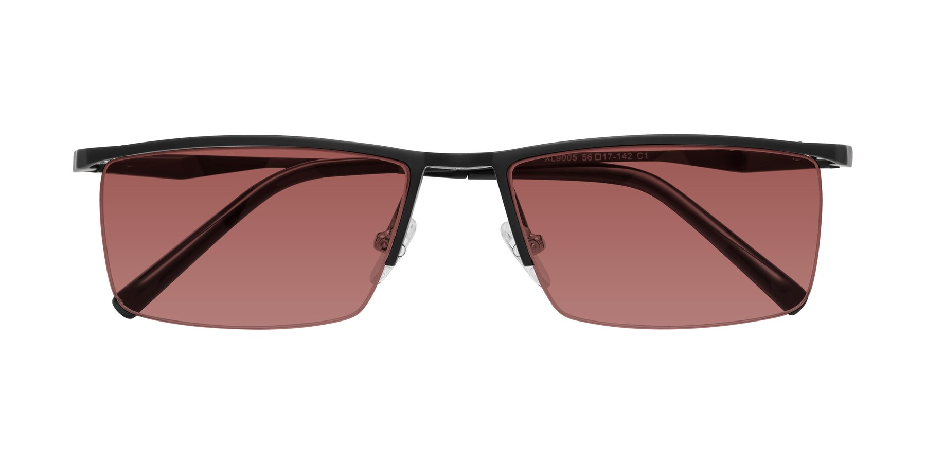 Folded Front of XL9005 in Black with Garnet Tinted Lenses
