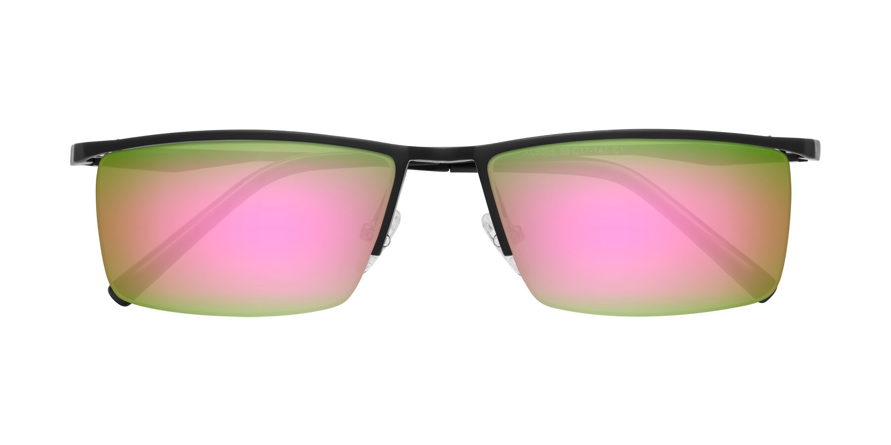Folded Front of XL9005 in Black with Pink Mirrored Lenses