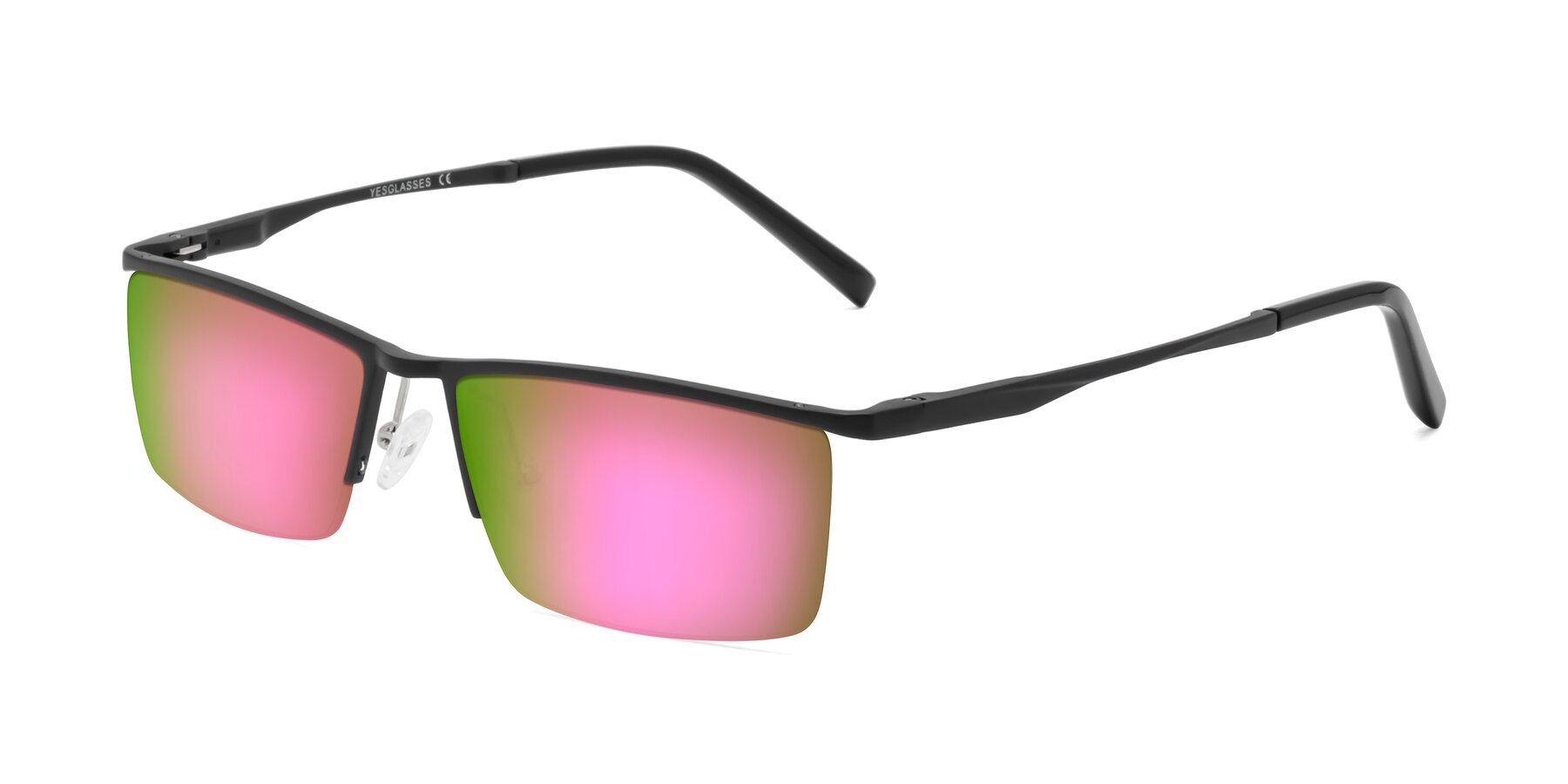 Angle of XL9005 in Black with Pink Mirrored Lenses