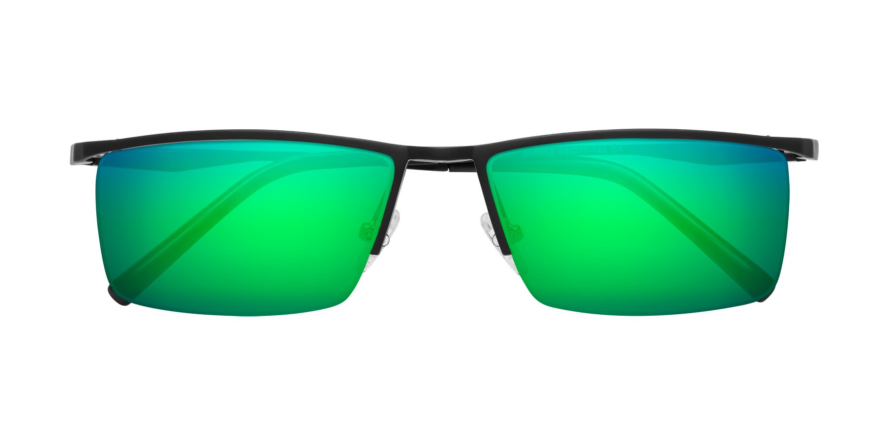 Folded Front of XL9005 in Black with Green Mirrored Lenses