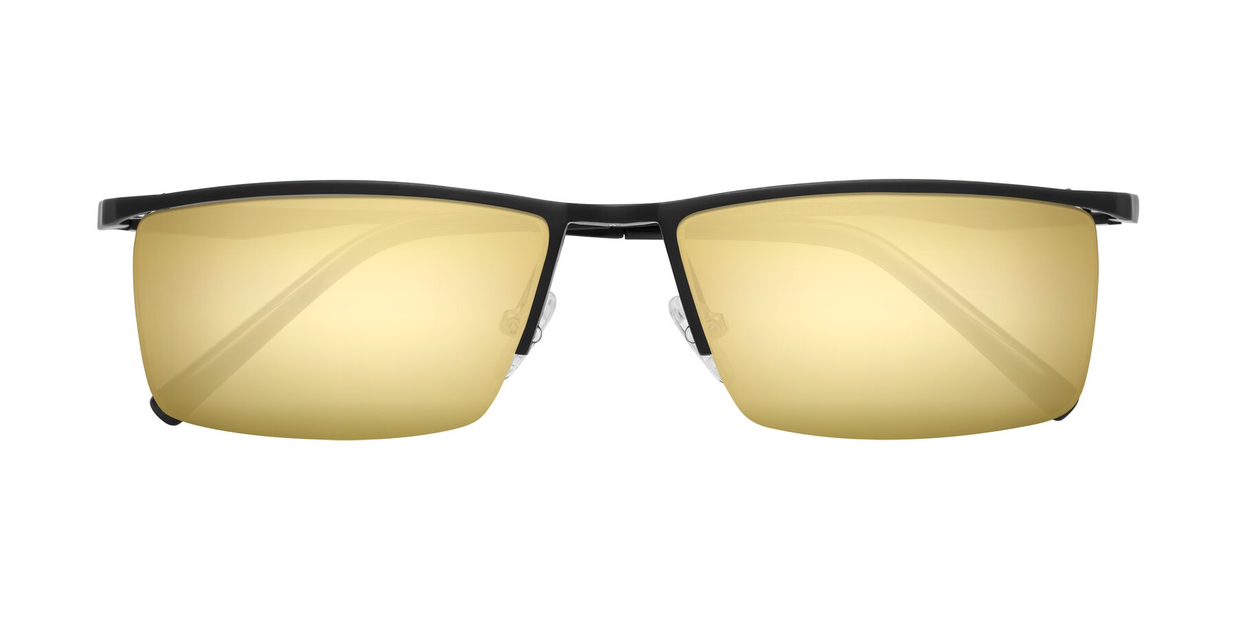 Folded Front of XL9005 in Black with Gold Mirrored Lenses