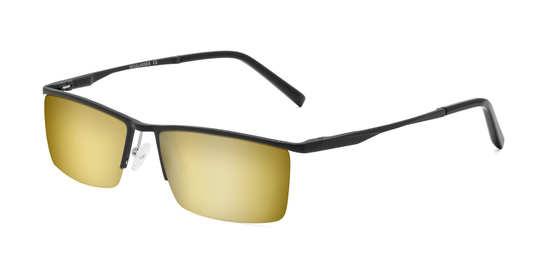 Angle of XL9005 in Black with Gold Mirrored Lenses
