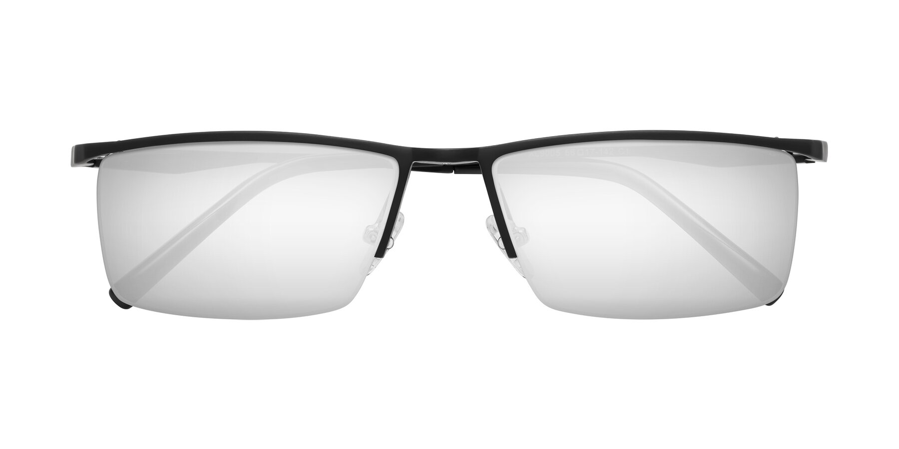Folded Front of XL9005 in Black with Silver Mirrored Lenses