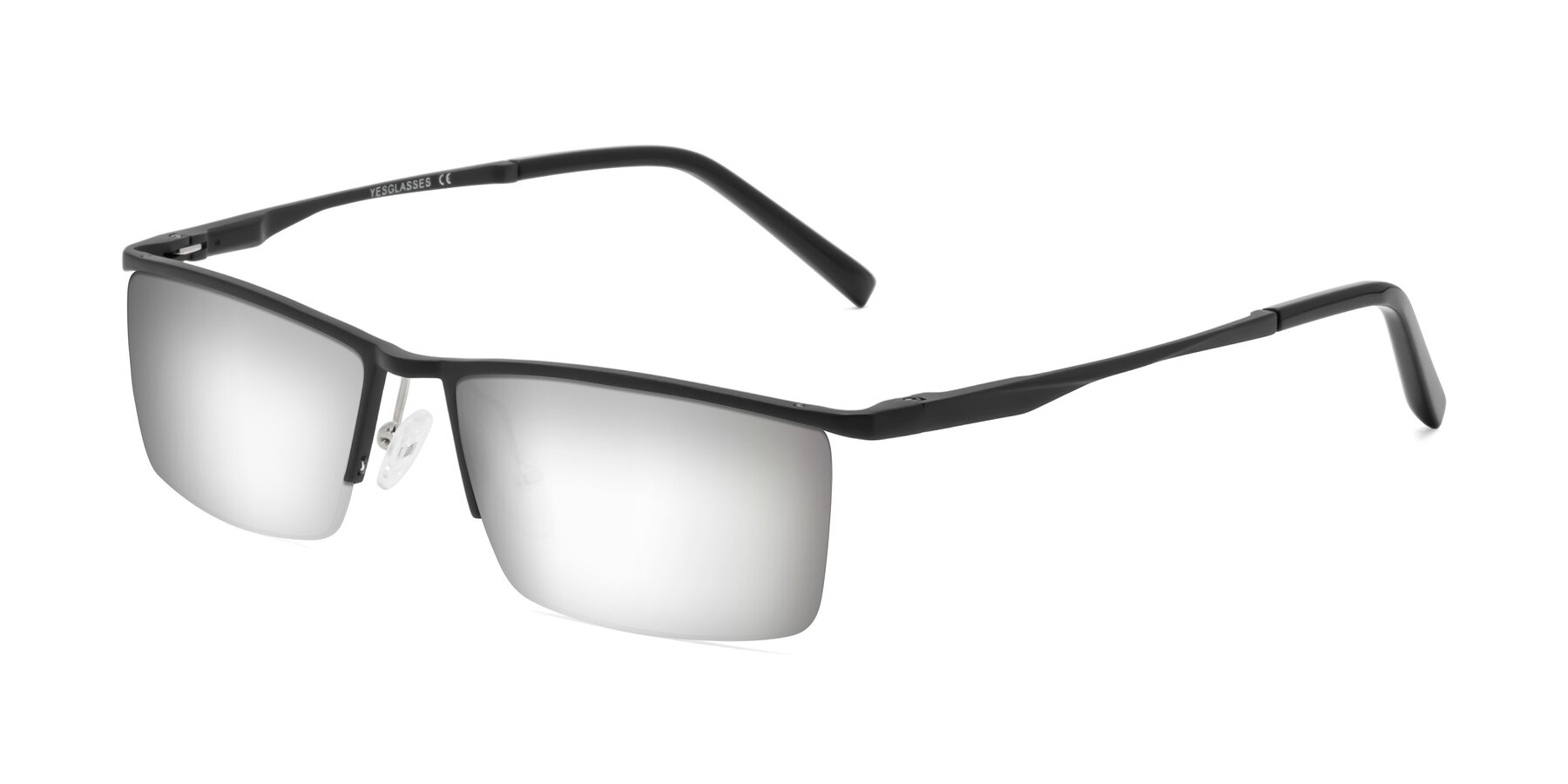 Angle of XL9005 in Black with Silver Mirrored Lenses