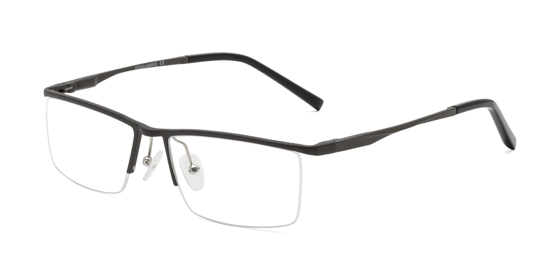 Angle of XL9005 in Gunmetal with Clear Eyeglass Lenses