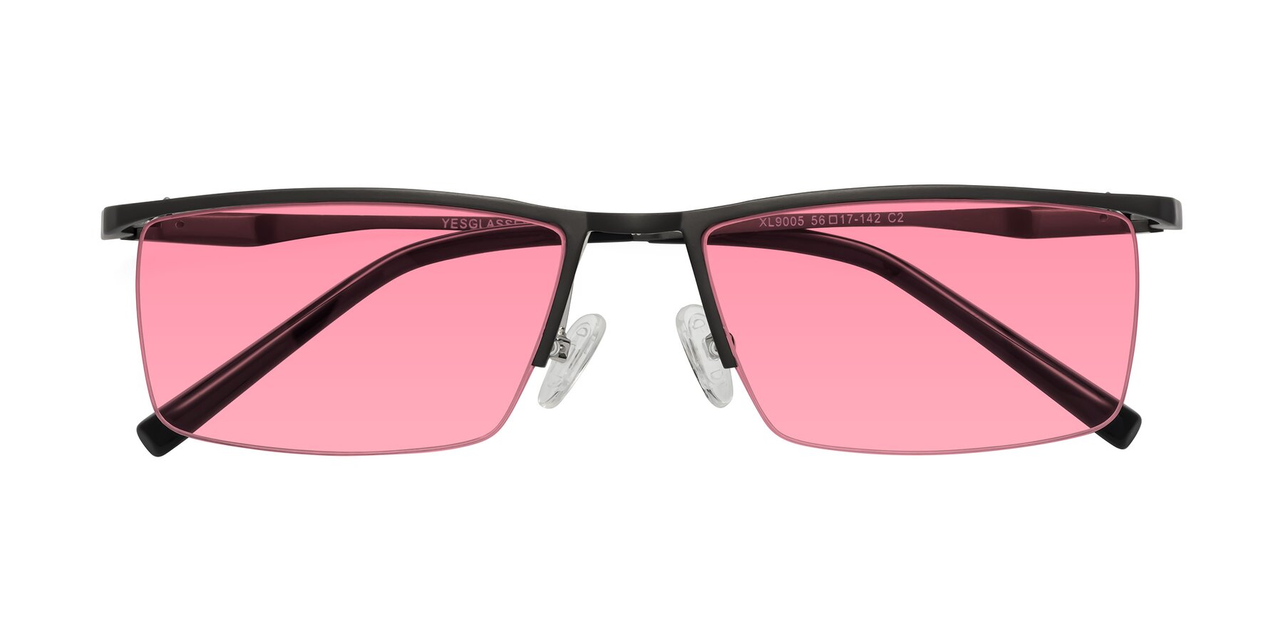 Folded Front of XL9005 in Gunmetal with Pink Tinted Lenses