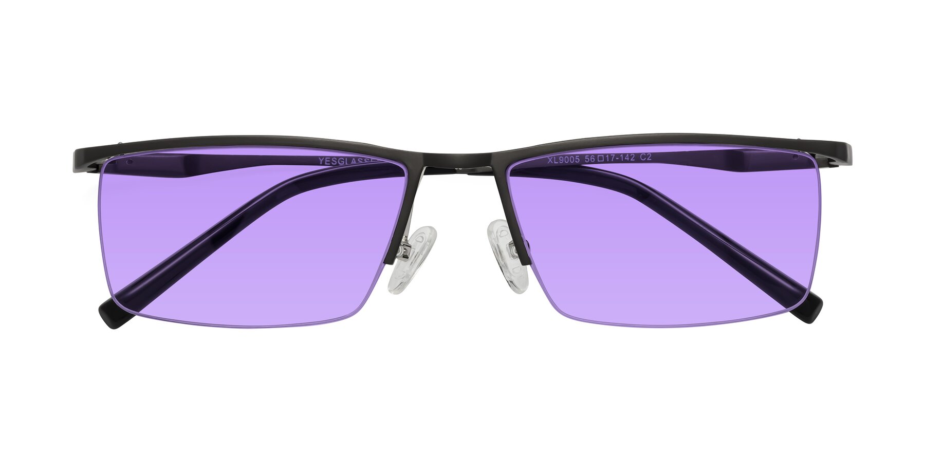 Folded Front of XL9005 in Gunmetal with Medium Purple Tinted Lenses