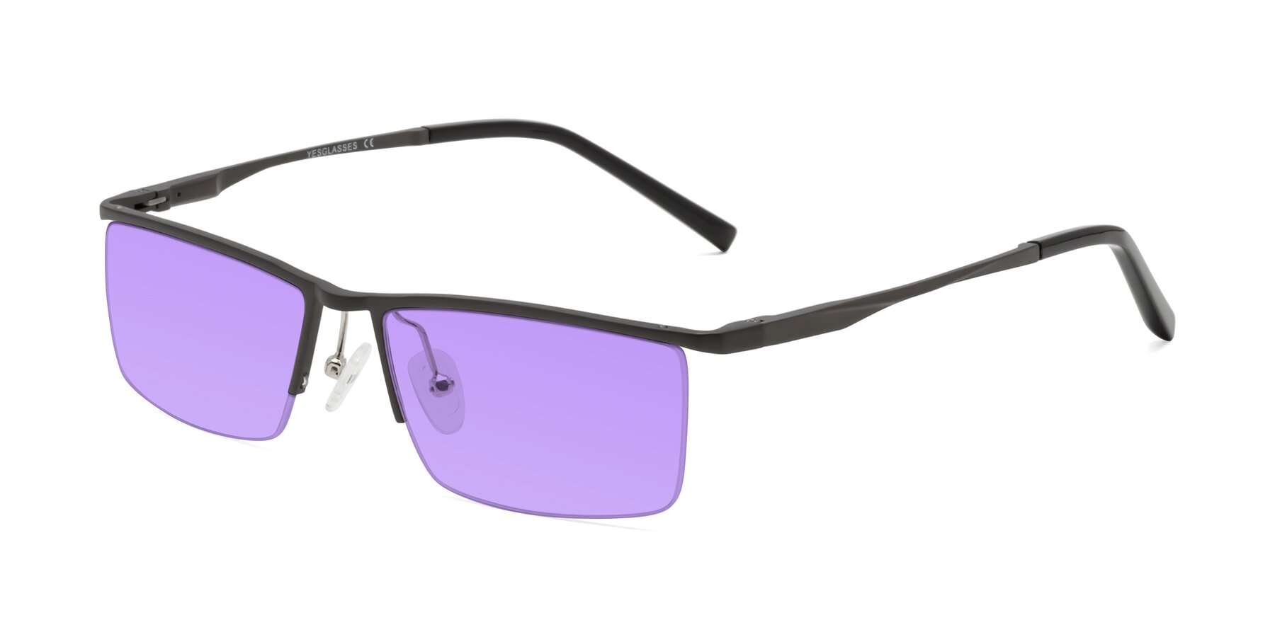 Angle of XL9005 in Gunmetal with Medium Purple Tinted Lenses