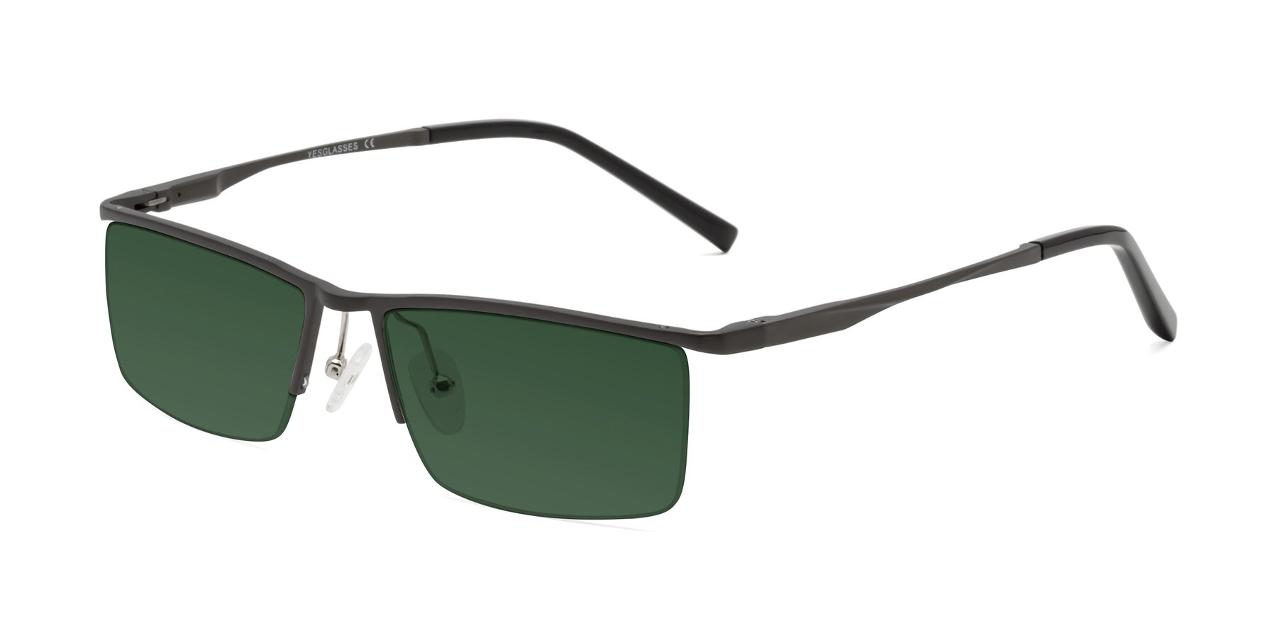 Angle of XL9005 in Gunmetal with Green Tinted Lenses