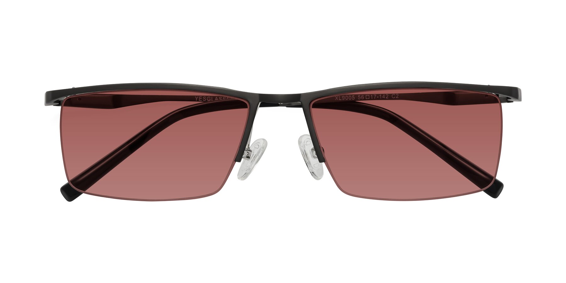 Folded Front of XL9005 in Gunmetal with Garnet Tinted Lenses
