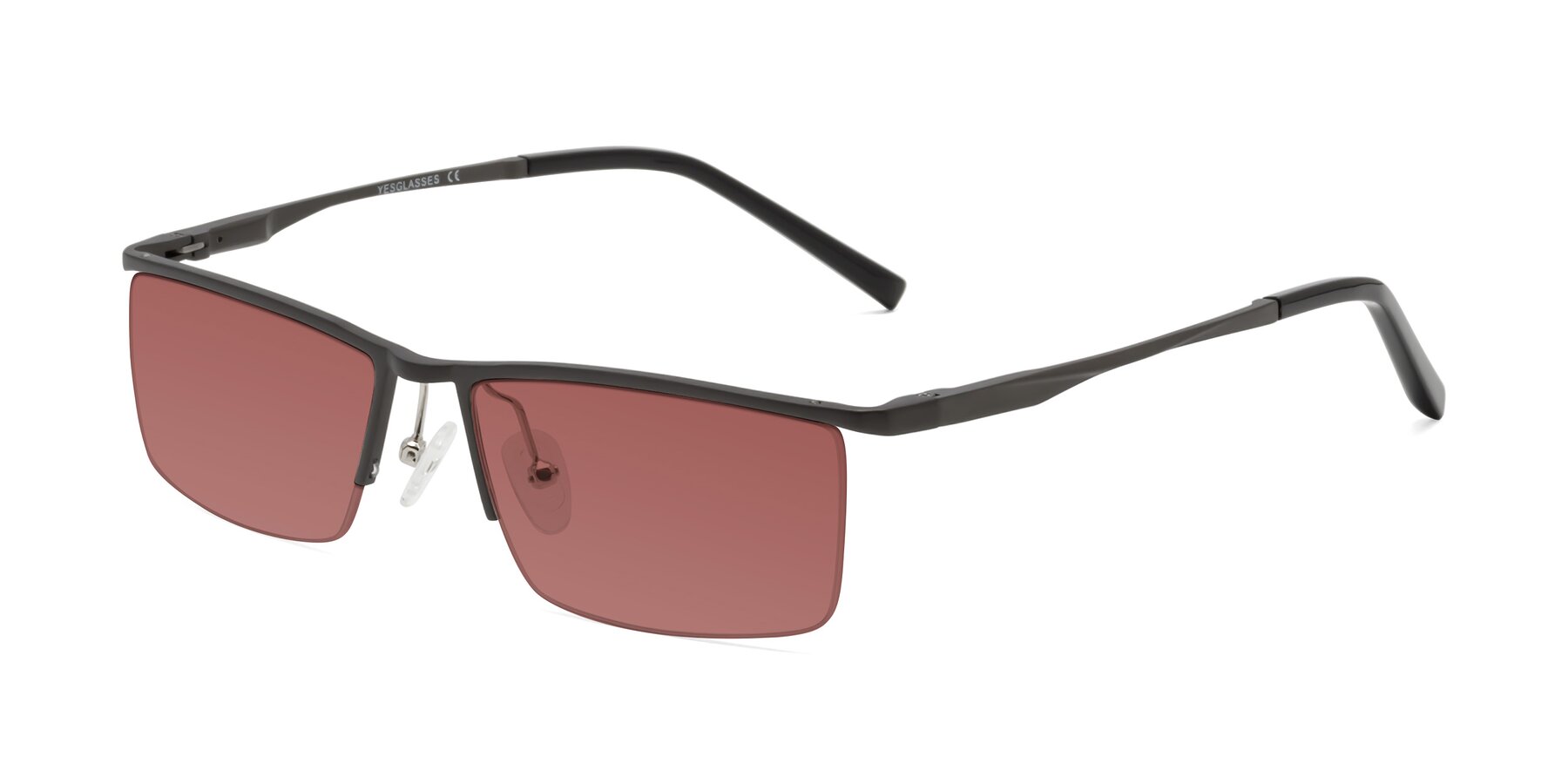 Angle of XL9005 in Gunmetal with Garnet Tinted Lenses