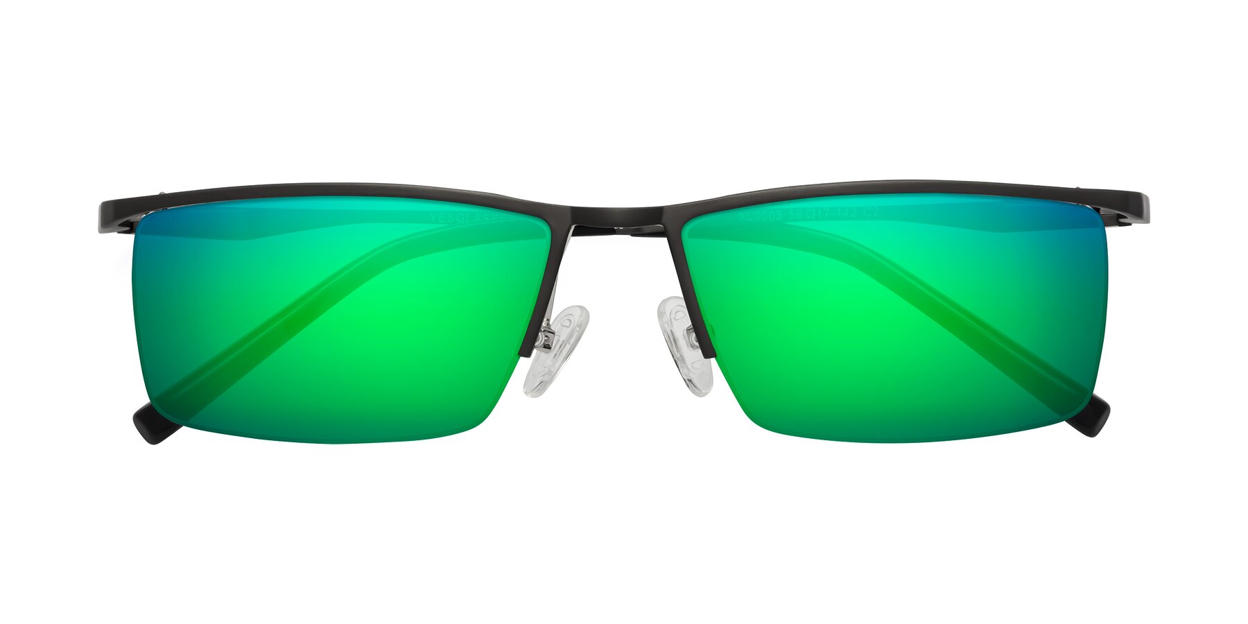Folded Front of XL9005 in Gunmetal with Green Mirrored Lenses