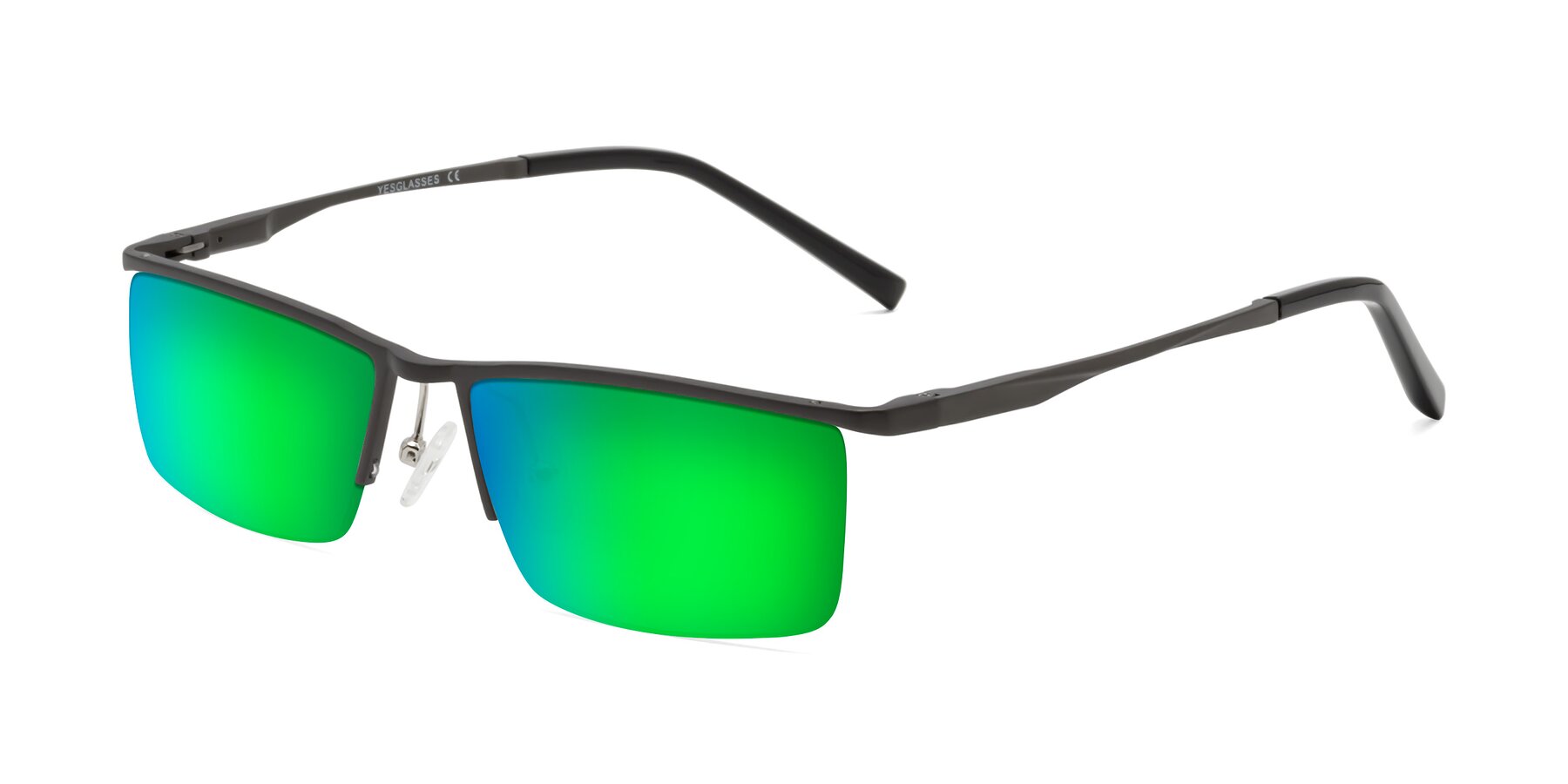 Angle of XL9005 in Gunmetal with Green Mirrored Lenses