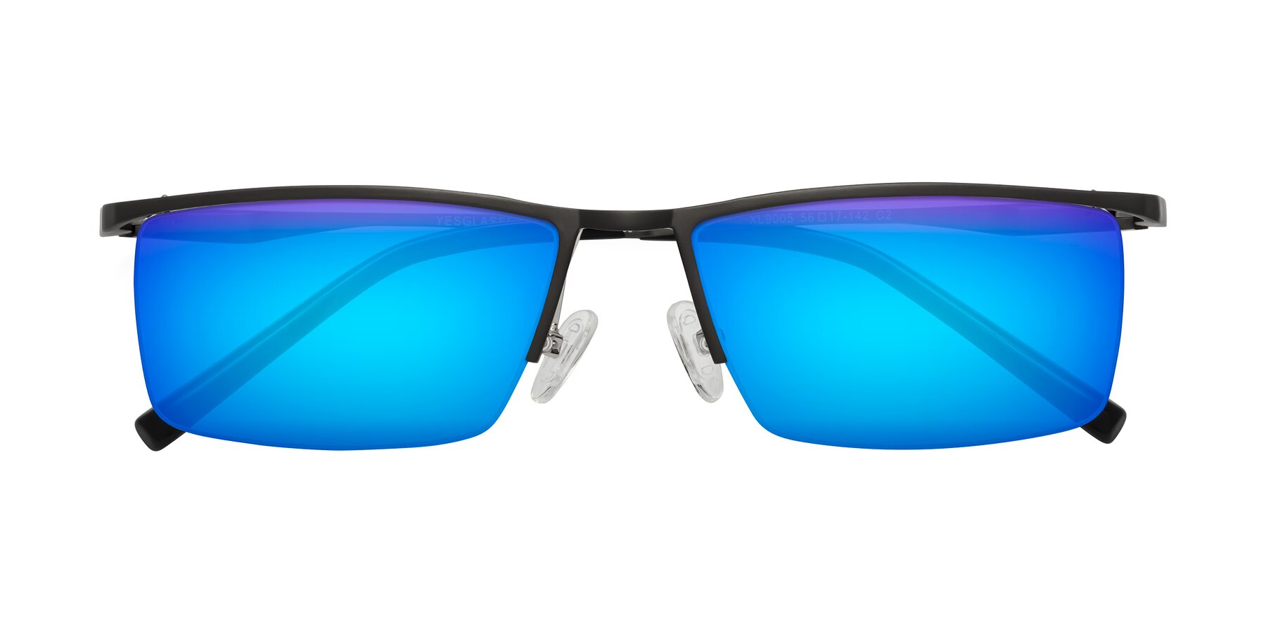 Folded Front of XL9005 in Gunmetal with Blue Mirrored Lenses