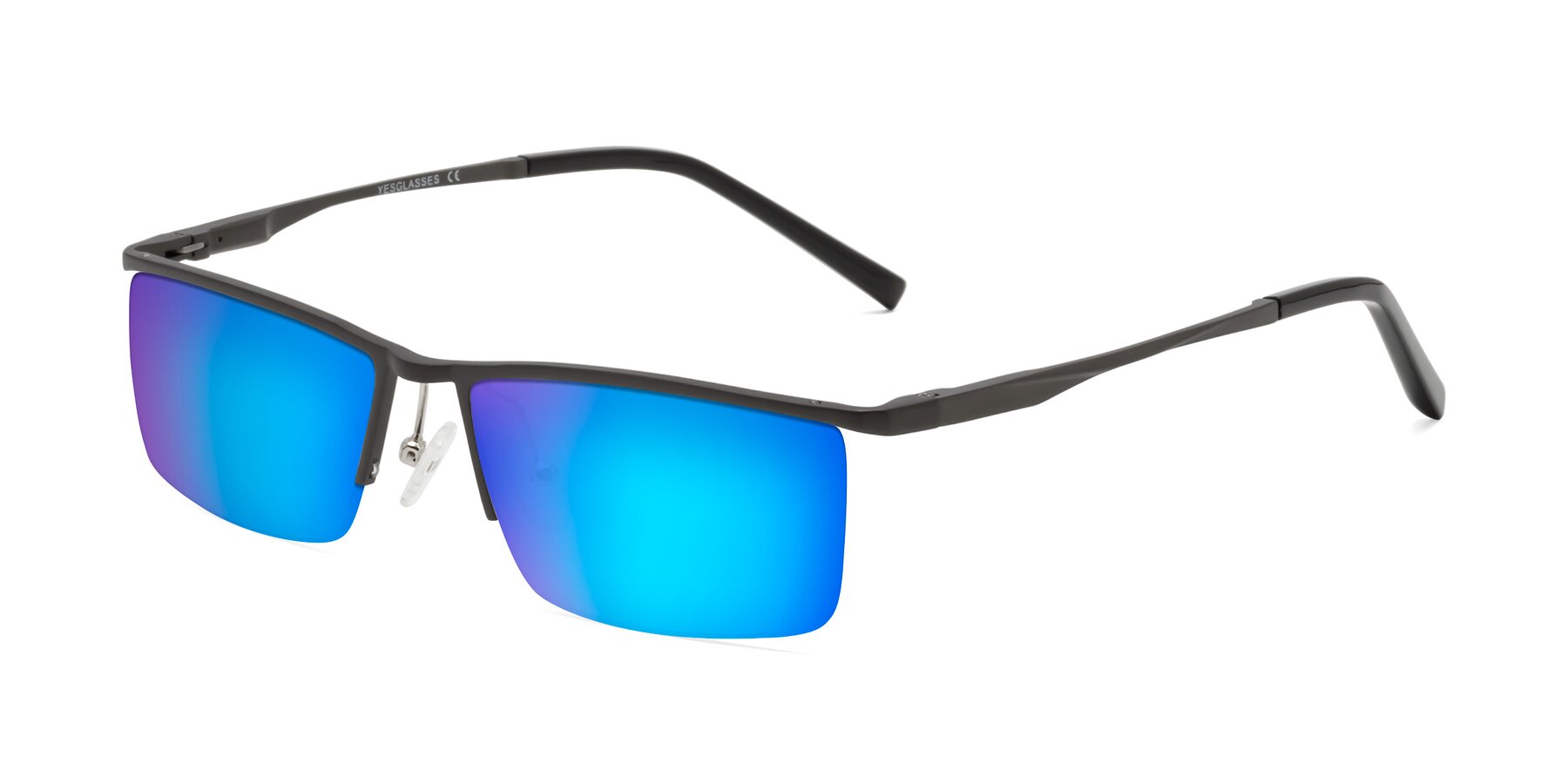 Angle of XL9005 in Gunmetal with Blue Mirrored Lenses