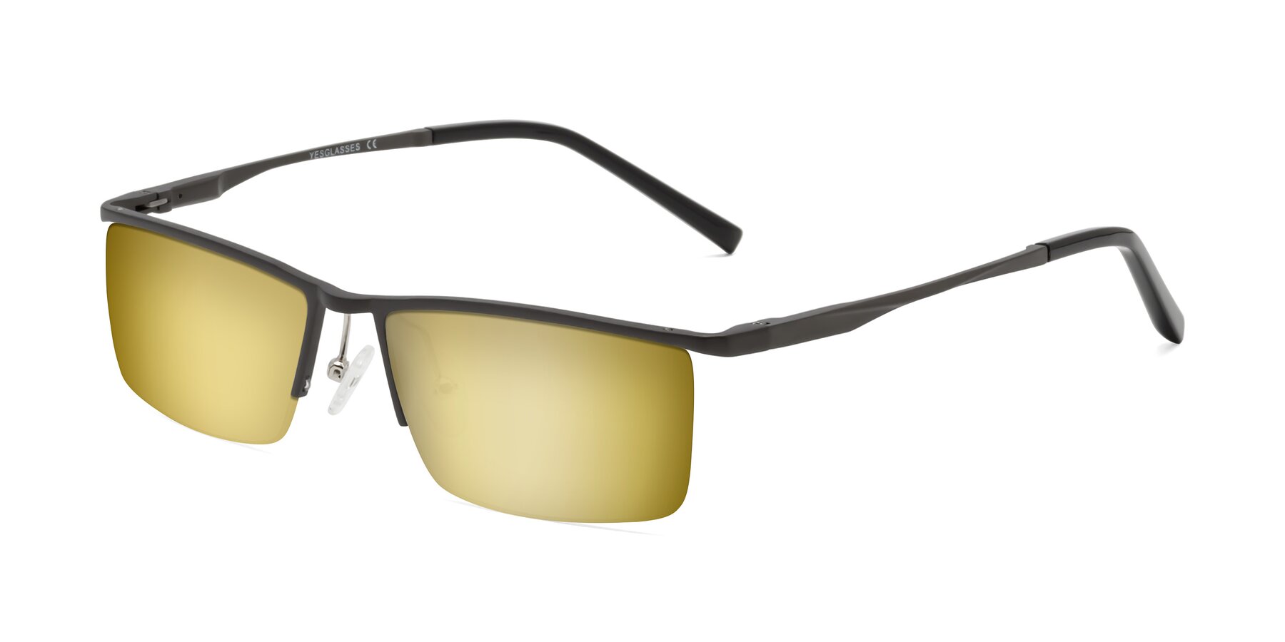 Angle of XL9005 in Gunmetal with Gold Mirrored Lenses