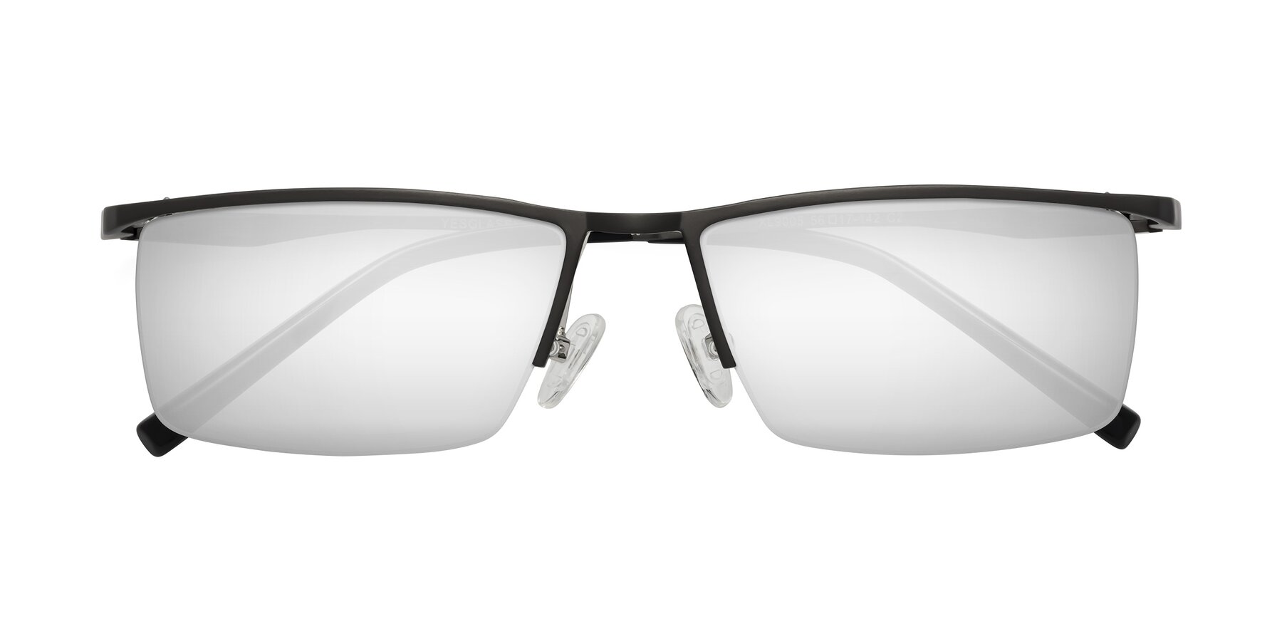 Folded Front of XL9005 in Gunmetal with Silver Mirrored Lenses