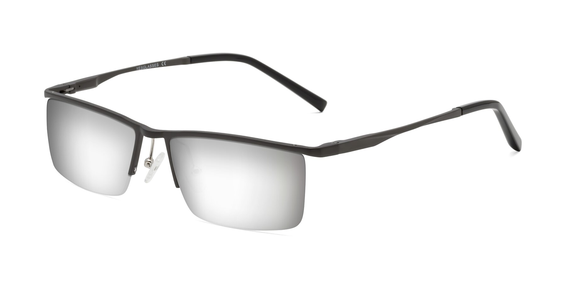 Angle of XL9005 in Gunmetal with Silver Mirrored Lenses