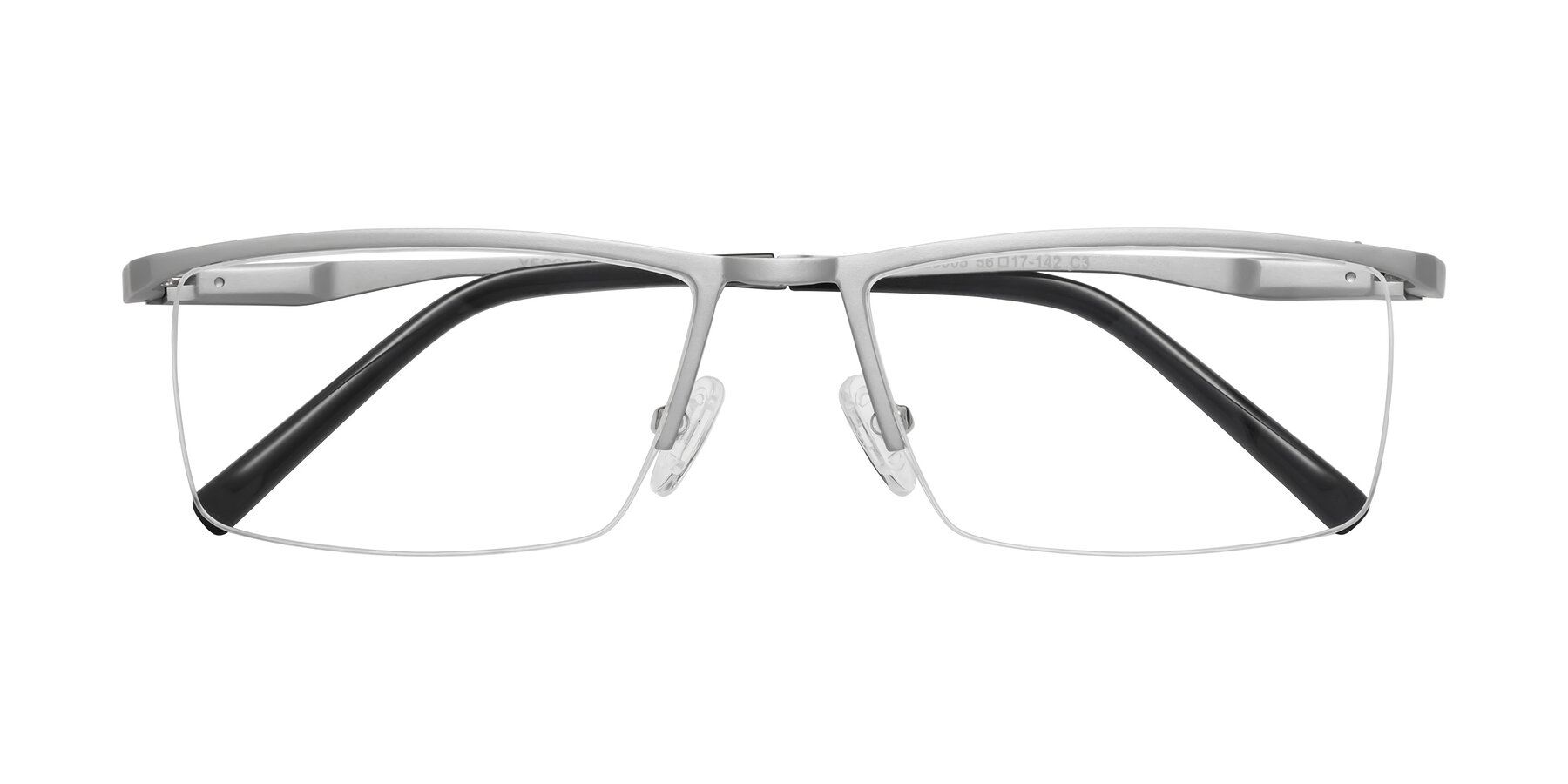 Folded Front of XL9005 in Silver with Clear Reading Eyeglass Lenses