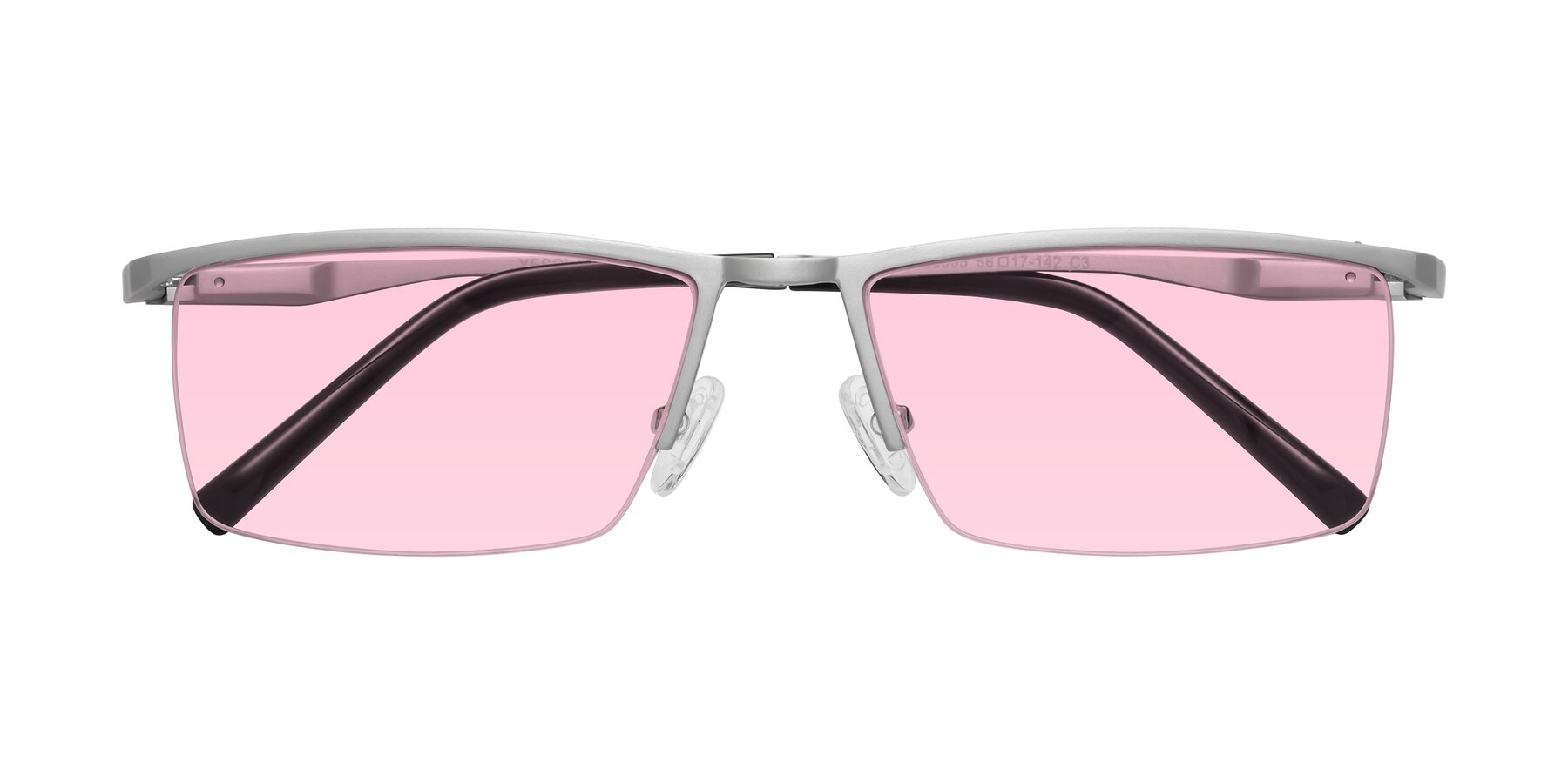 Folded Front of XL9005 in Silver with Light Pink Tinted Lenses