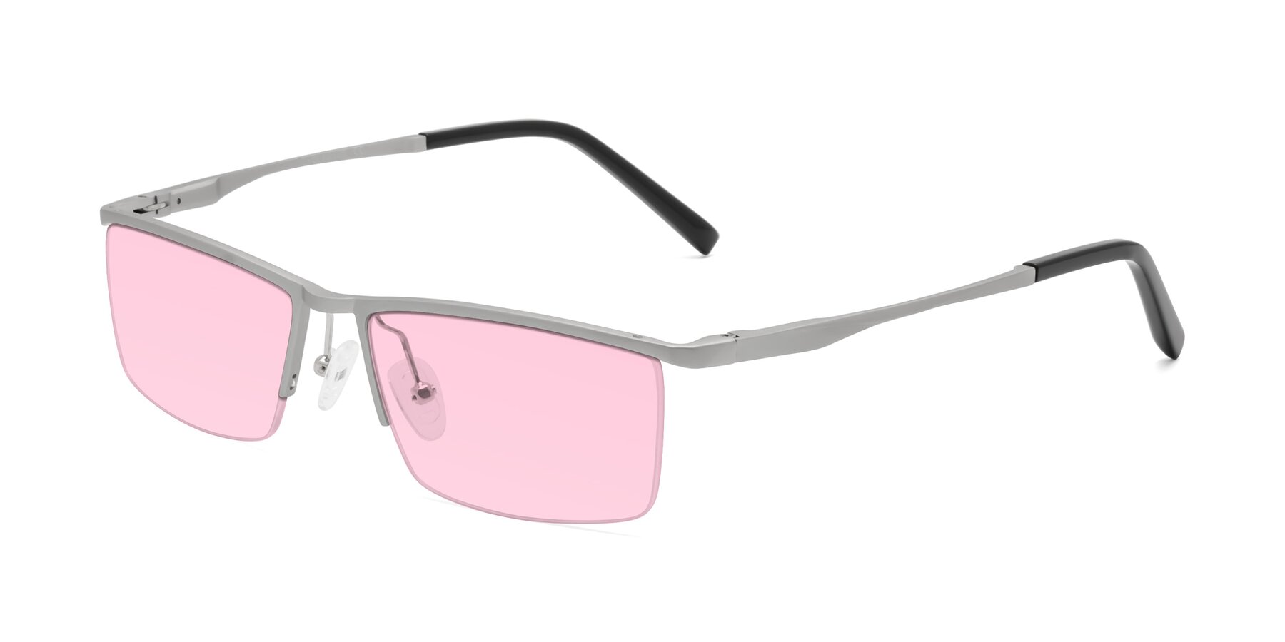 Angle of XL9005 in Silver with Light Pink Tinted Lenses