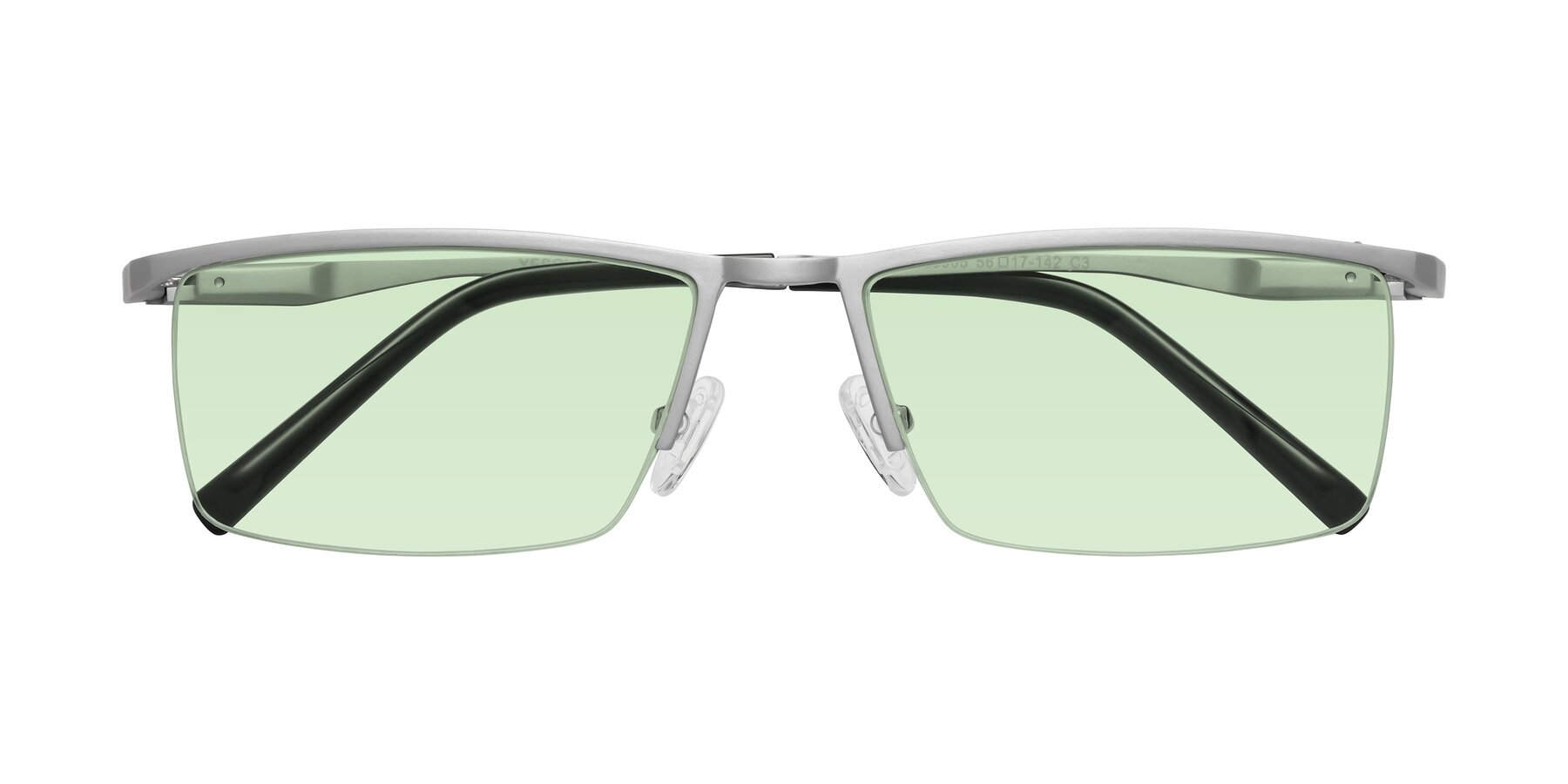 Folded Front of XL9005 in Silver with Light Green Tinted Lenses