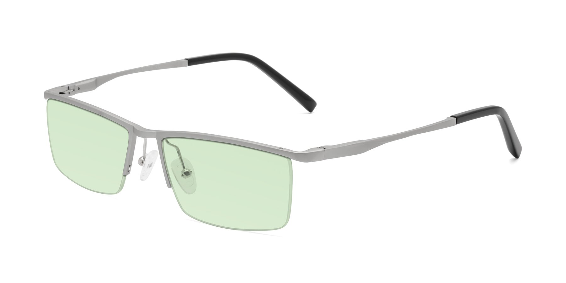 Angle of XL9005 in Silver with Light Green Tinted Lenses