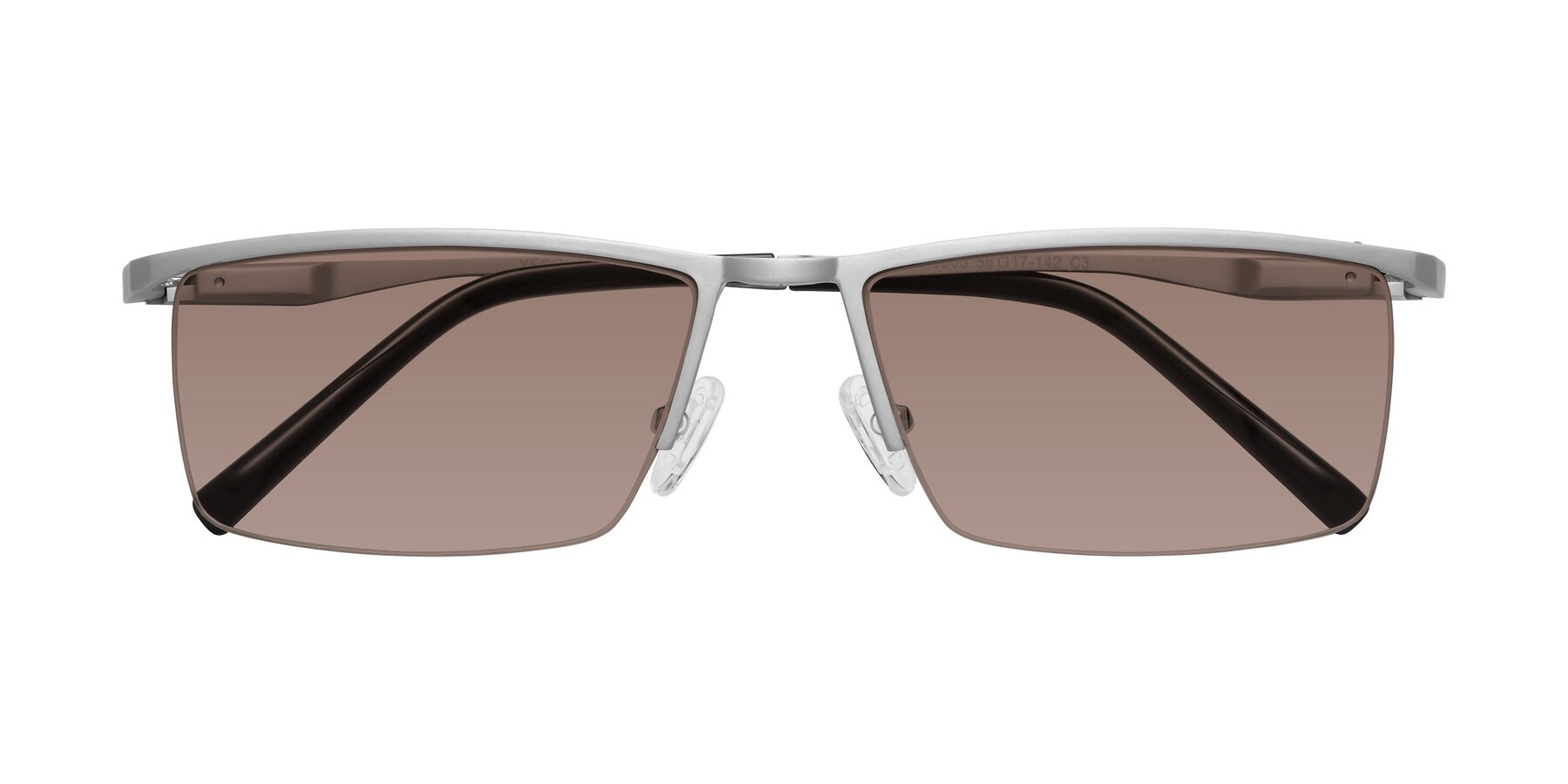 Folded Front of XL9005 in Silver with Medium Brown Tinted Lenses
