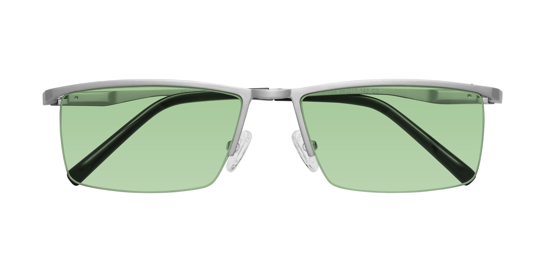 Folded Front of XL9005 in Silver with Medium Green Tinted Lenses
